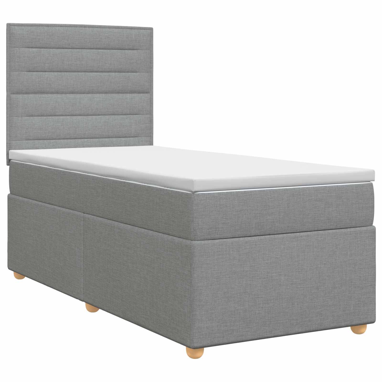 vidaXL Boxspringbett mit Matratze Hellgrau 100 x 200 cm Stoff