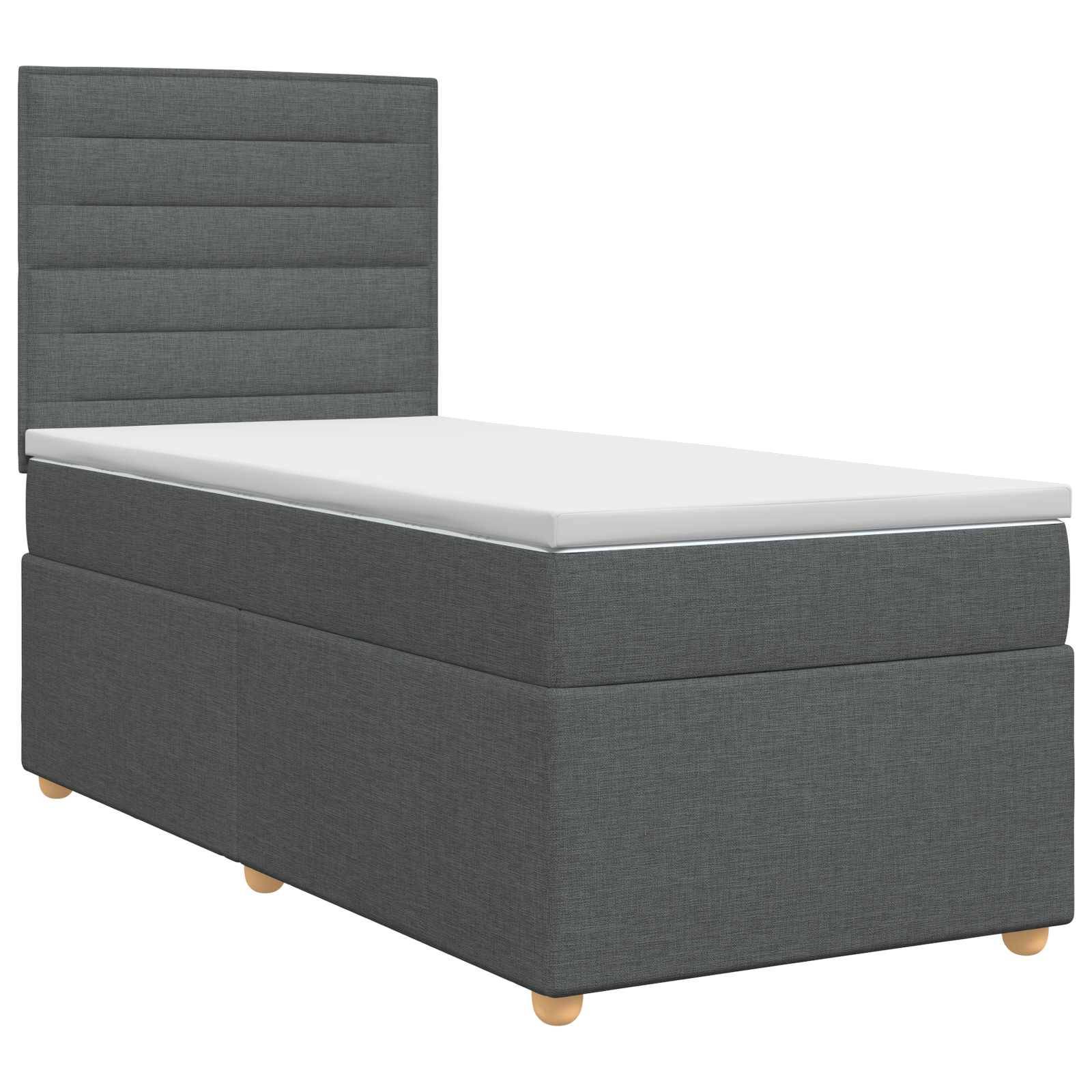 vidaXL Boxspringbett mit Matratze Dunkelgrau 100 x 200 cm Stoff