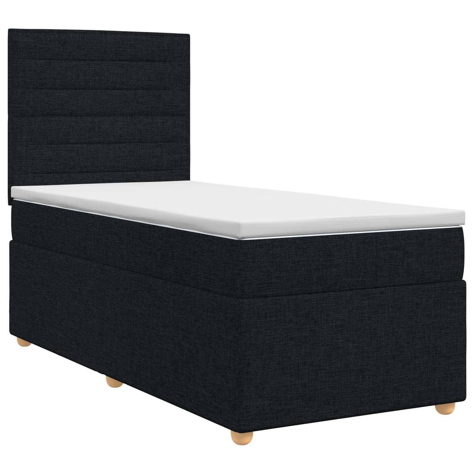 vidaXL Boxspringbett mit Matratze Schwarz 90 x 190 cm Stoff