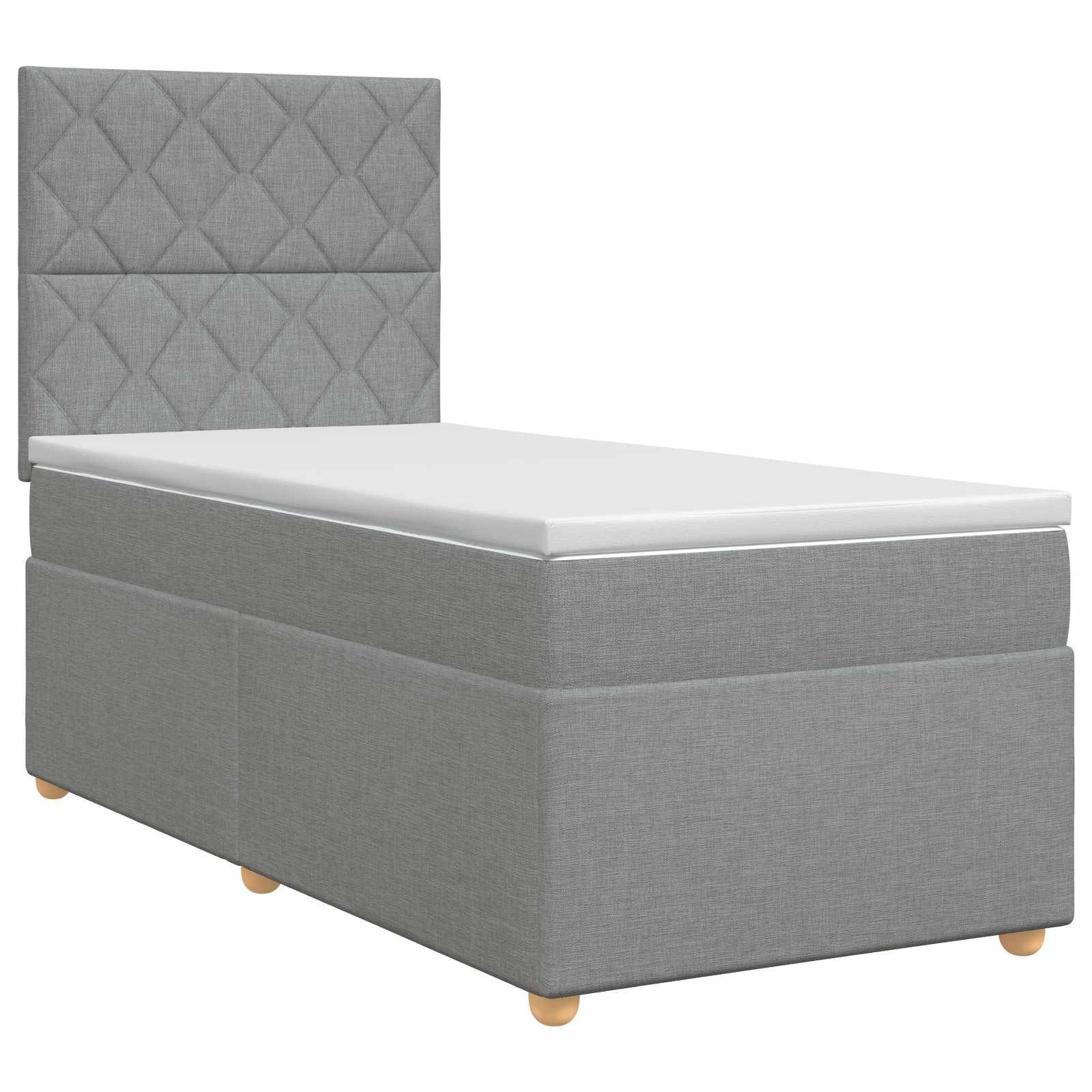 vidaXL Boxspringbett mit Matratze Hellgrau 100 x 200 cm Stoff
