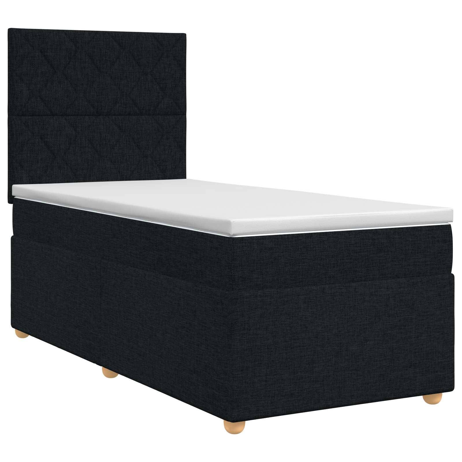 vidaXL Boxspringbett mit Matratze Schwarz 100 x 200 cm Stoff