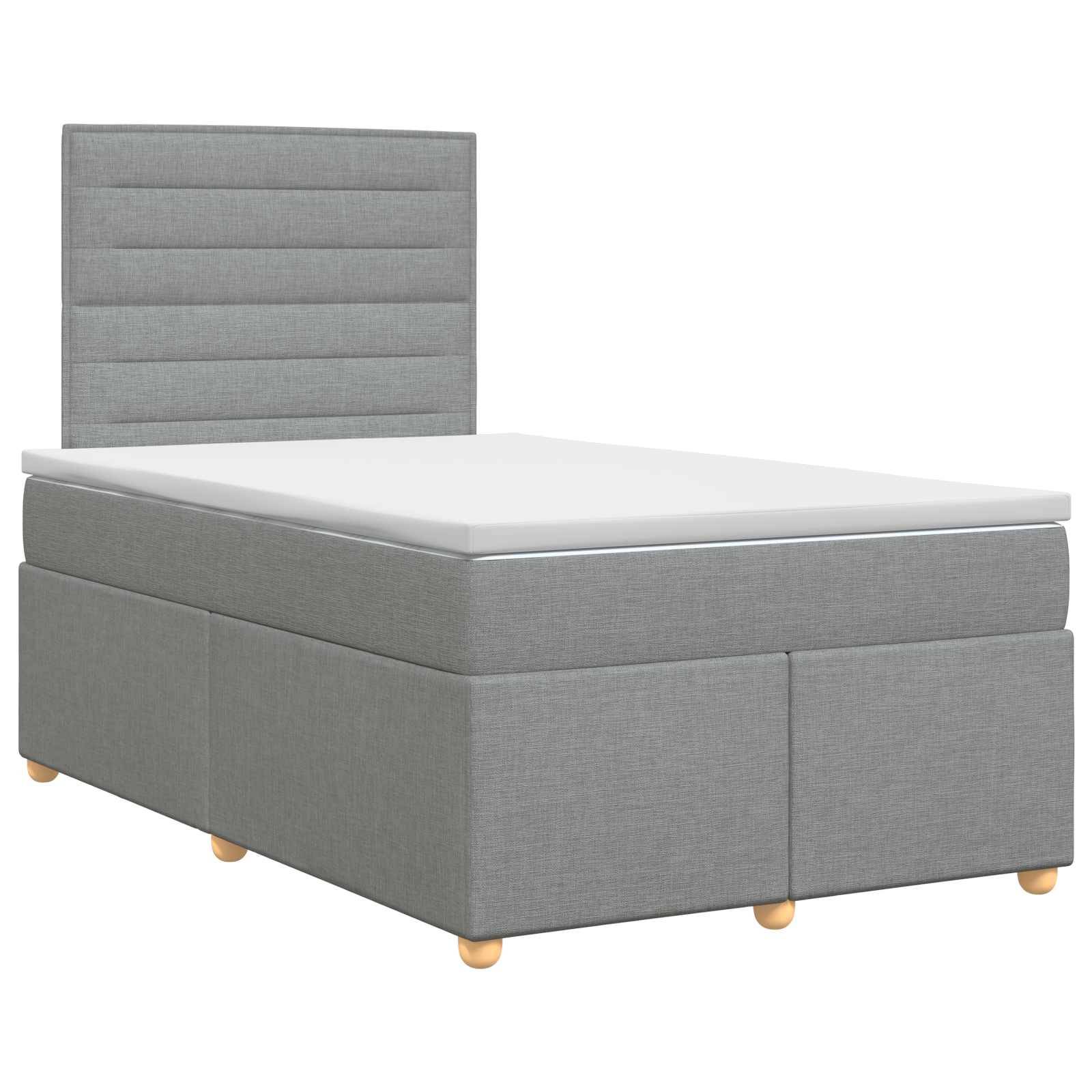 vidaXL Boxspringbett mit Matratze Hellgrau 120 x 190 cm Stoff