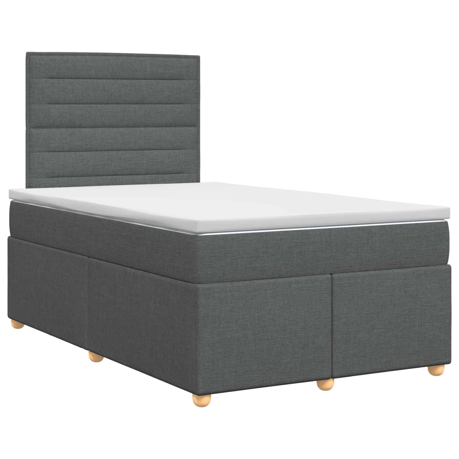 vidaXL Boxspringbett mit Matratze Dunkelgrau 120 x 190 cm Stoff