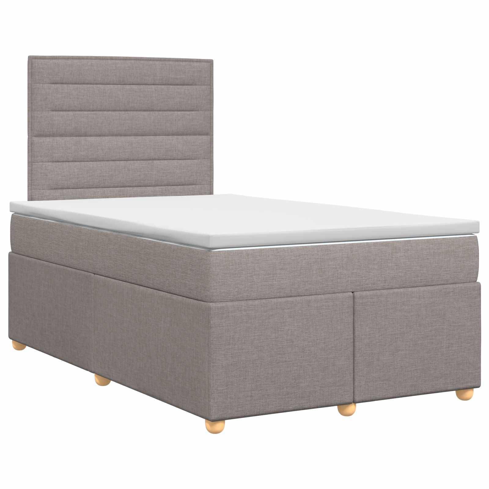 vidaXL Boxspringbett mit Matratze Taupe 120 x 190 cm Stoff