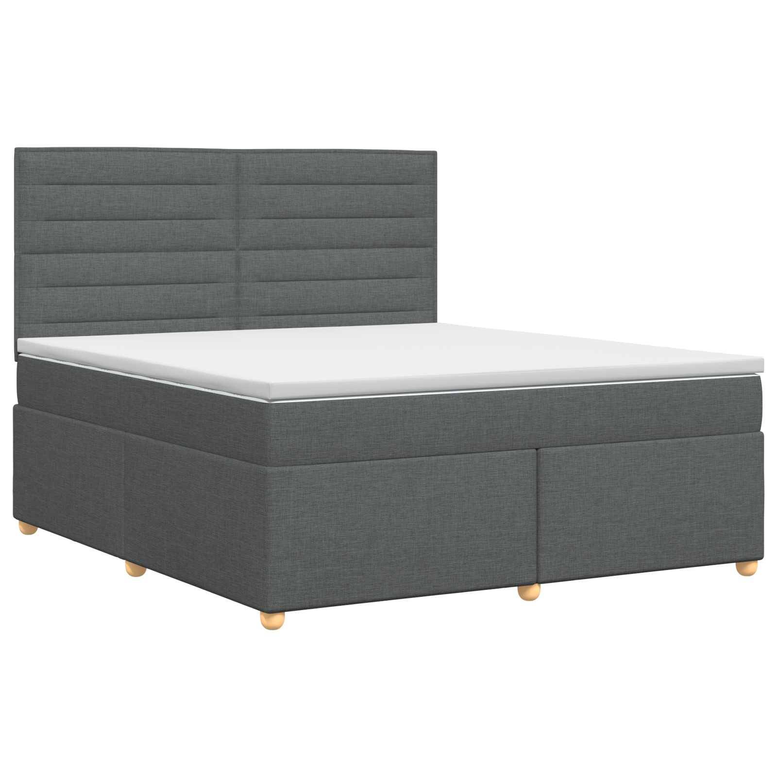 vidaXL Boxspringbett mit Matratze Dunkelgrau 140 x 190 cm Stoff