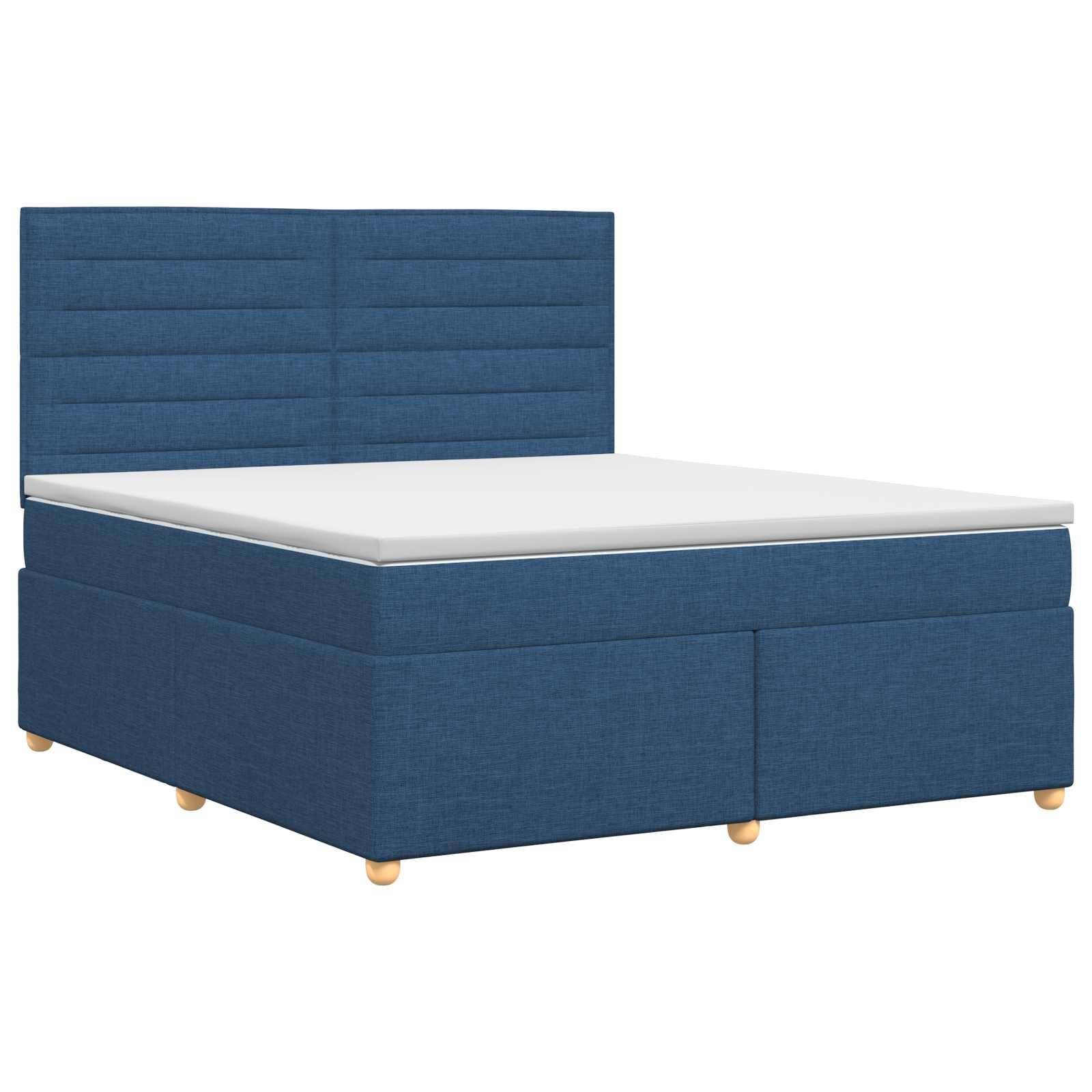 vidaXL Boxspringbett mit Matratze mit Kopfteil Blau 180 x 200 cm Stoff