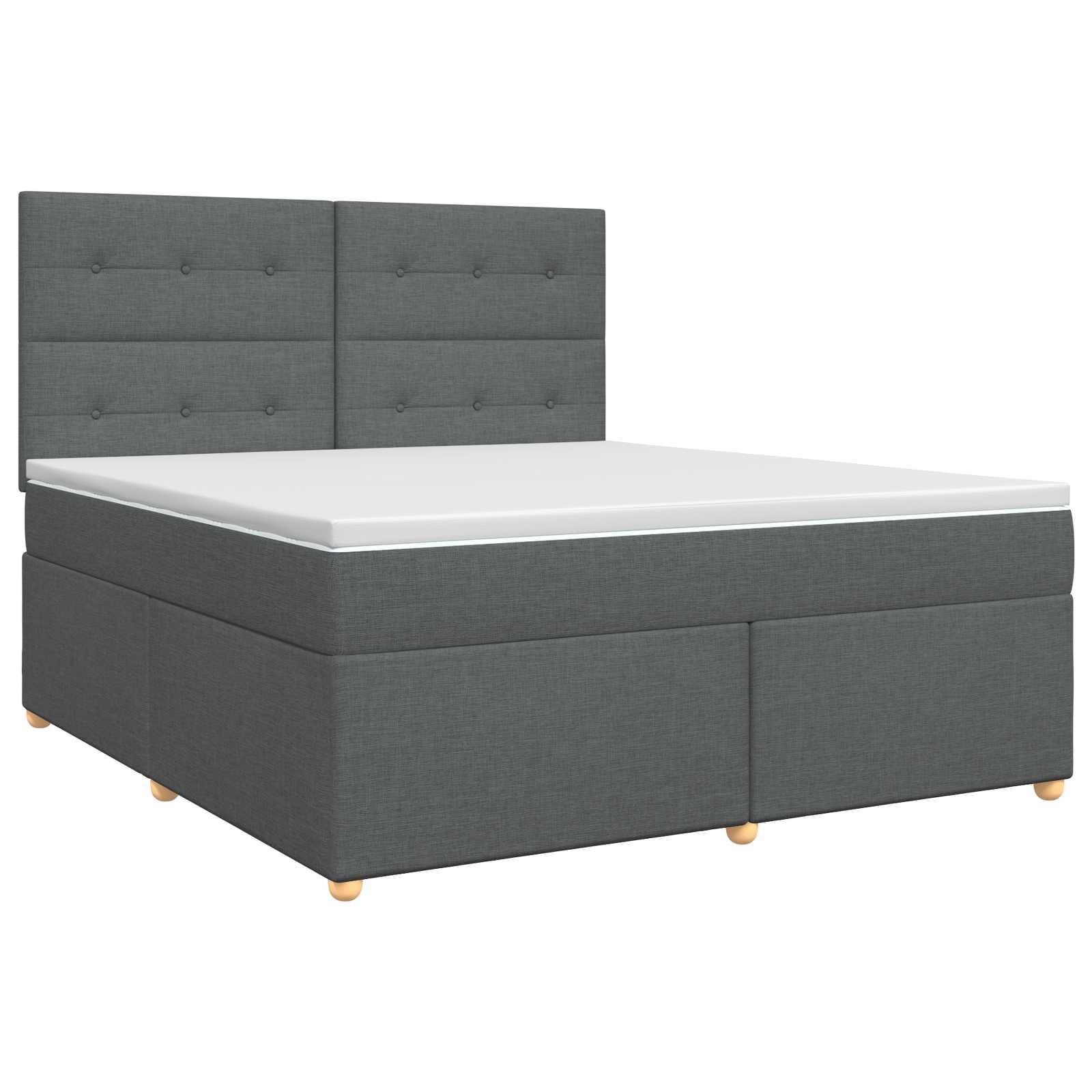 vidaXL Boxspringbett mit Matratze Dunkelgrau 160 x 200 cm Stoff