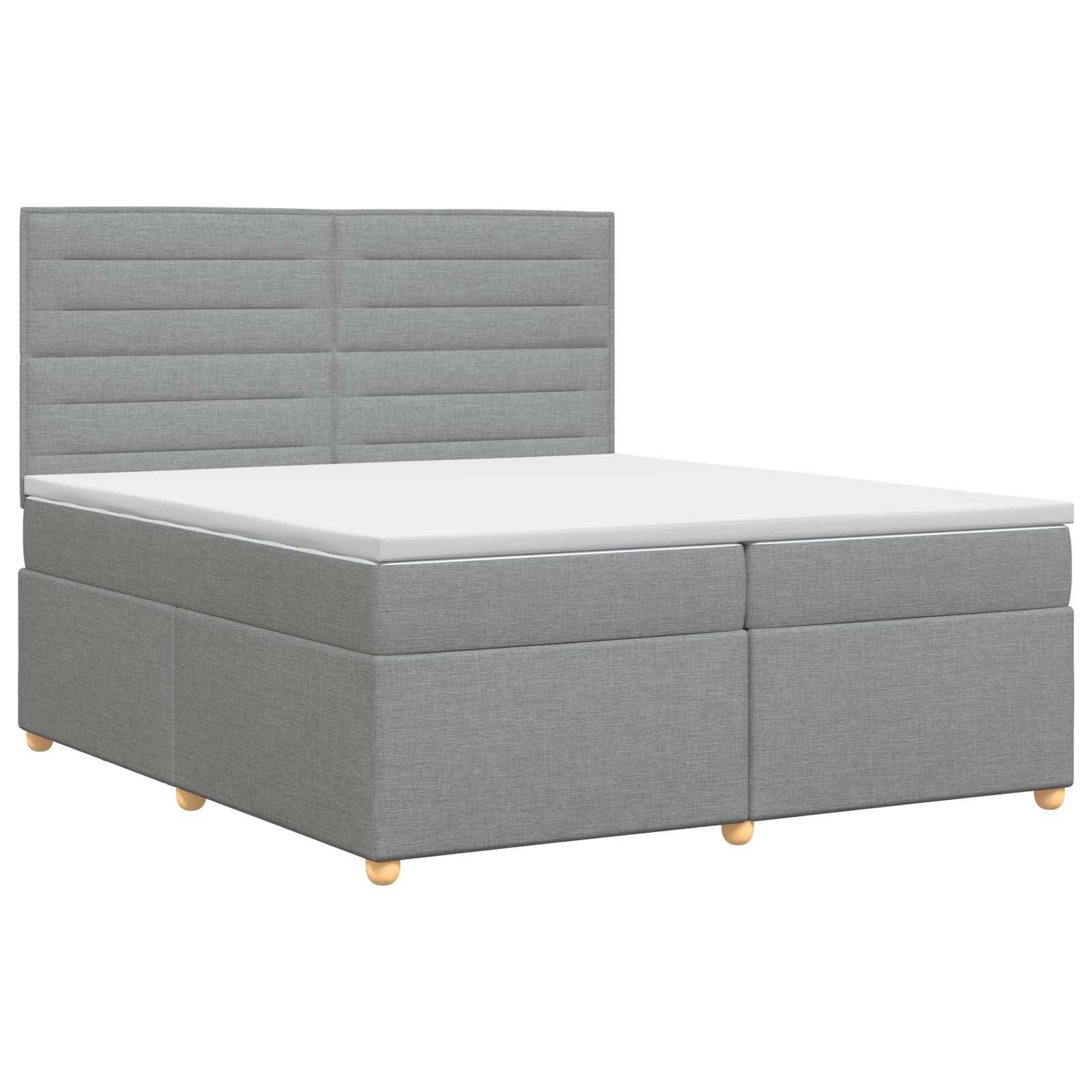 vidaXL Boxspringbett mit Matratze Hellgrau 200 x 200 cm Stoff