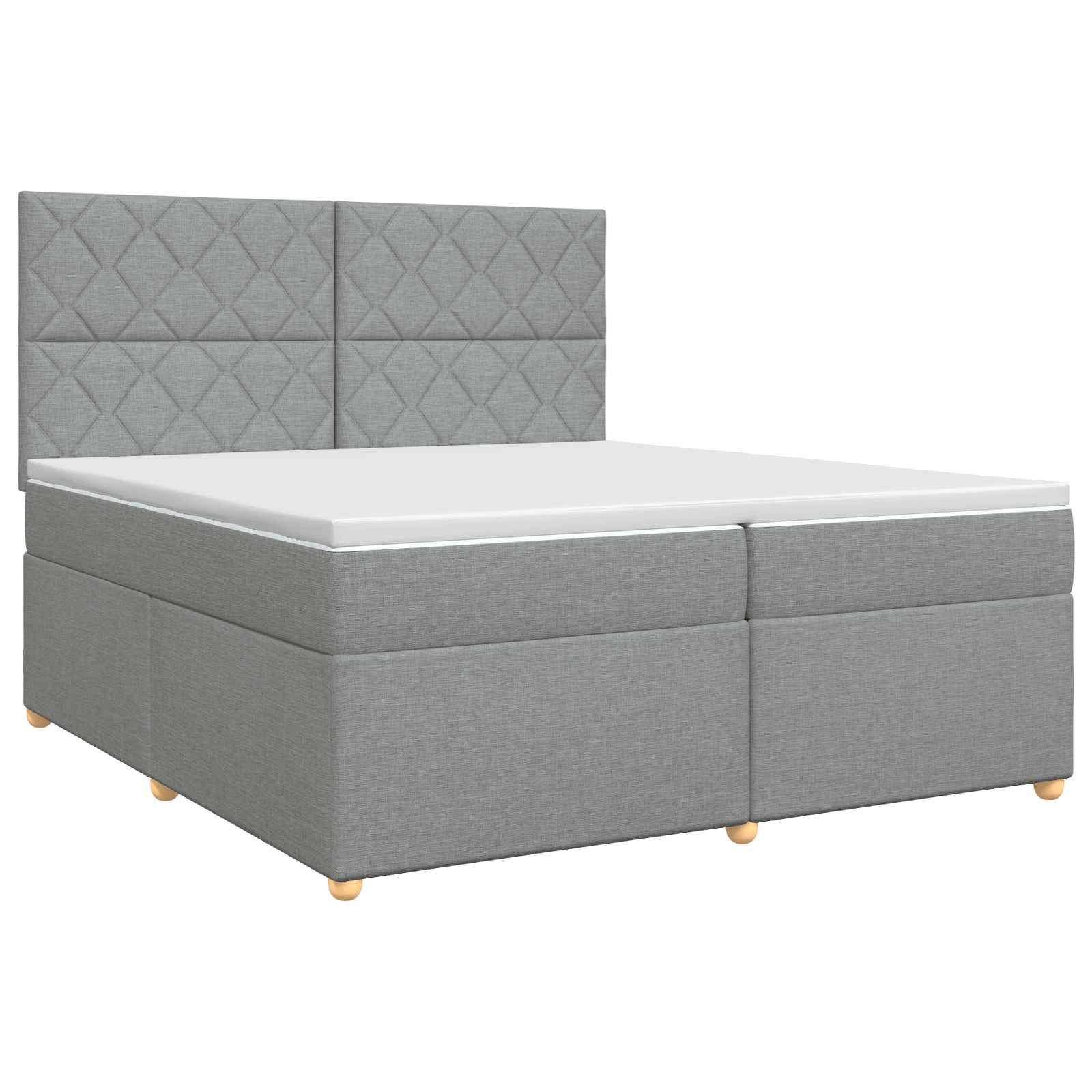 vidaXL Boxspringbett mit Matratze Hellgrau 200 x 200 cm Stoff