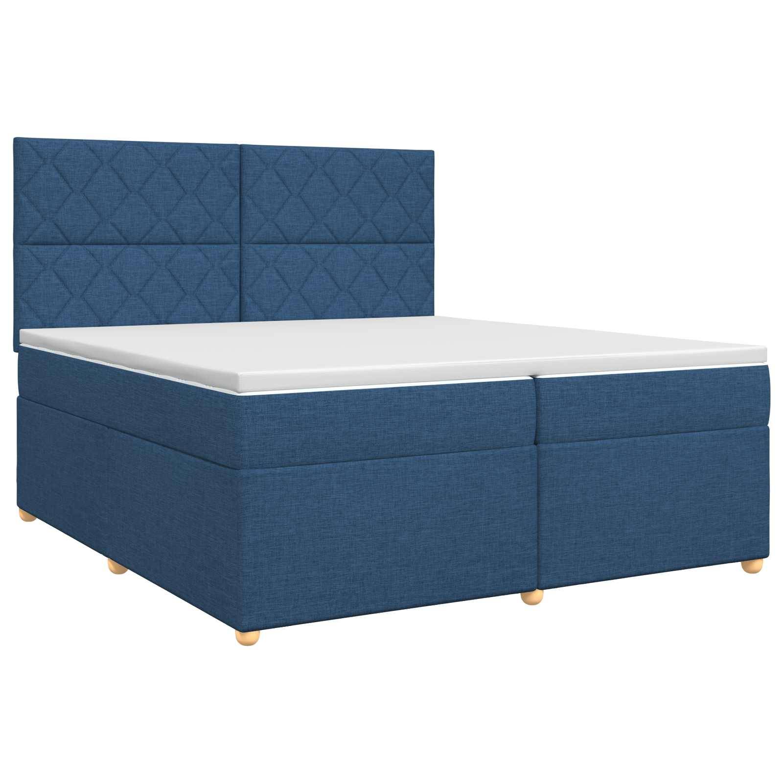 vidaXL Boxspringbett mit Matratze mit Kopfteil Blau 200 x 200 cm Stoff