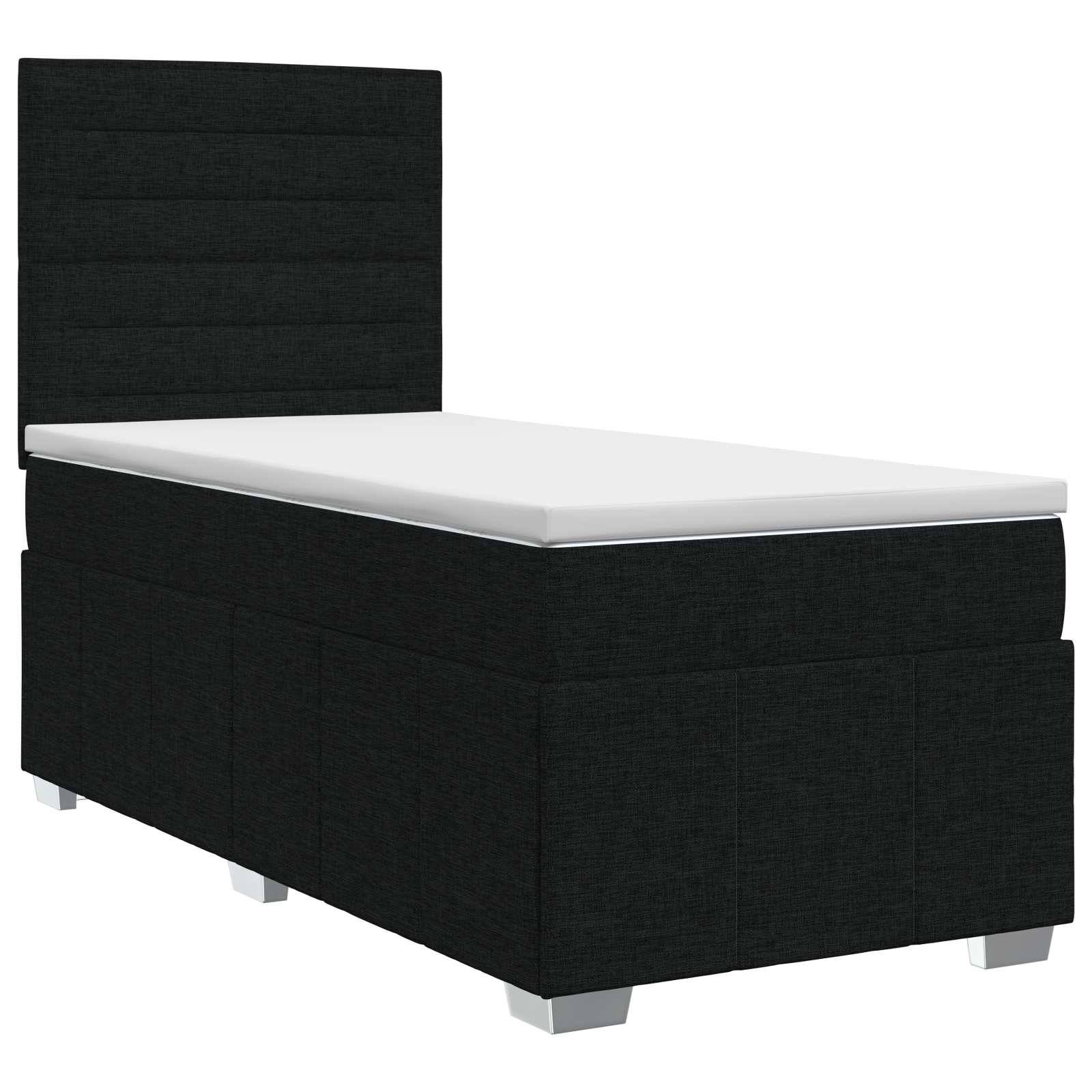 vidaXL Boxspringbett mit Matratze Schwarz 100 x 200 cm Stoff