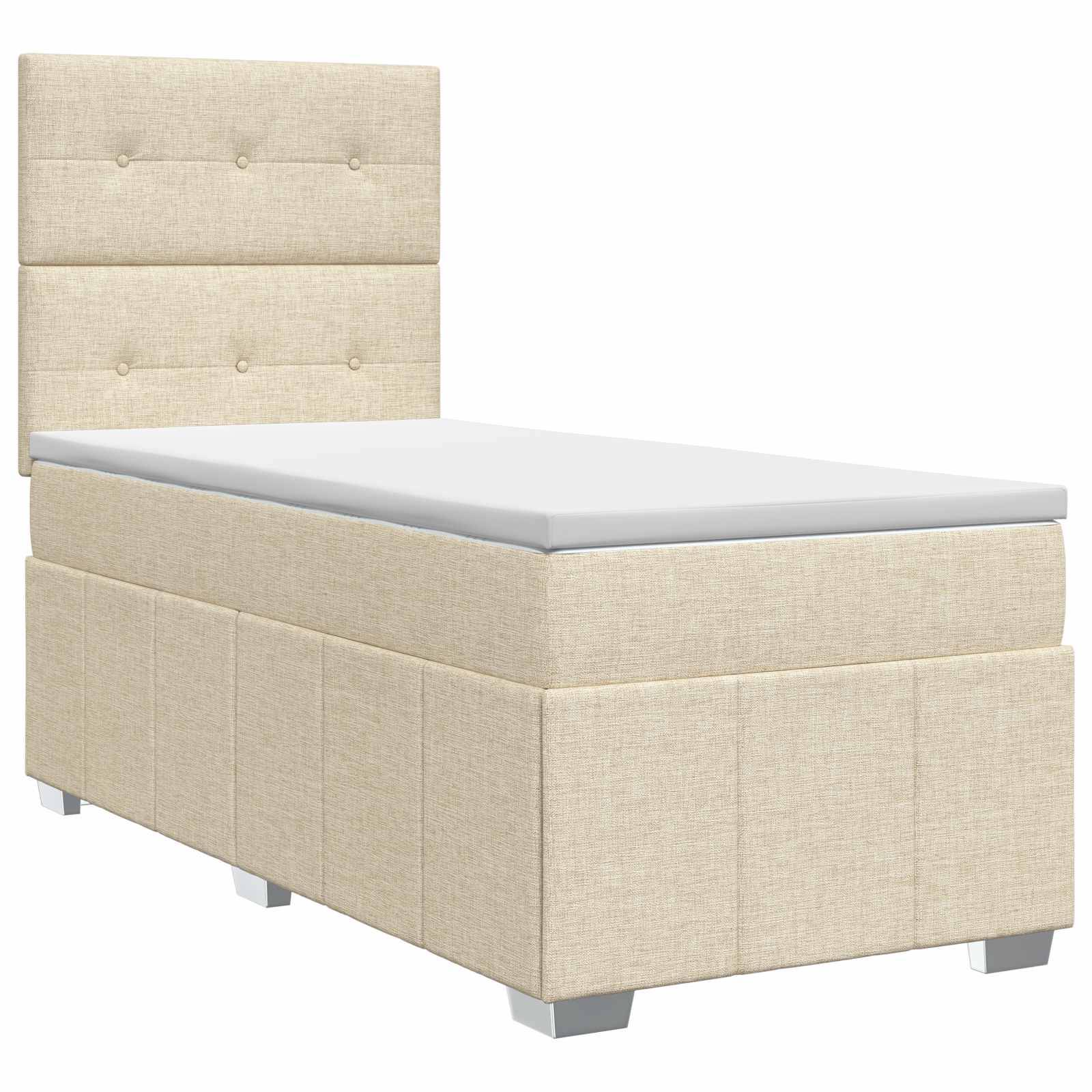 vidaXL Boxspringbett mit Matratze mit Kopfteil Creme 80 x 200 cm Stoff