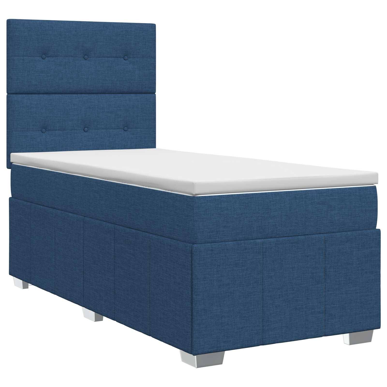 vidaXL Boxspringbett mit Matratze mit Kopfteil Blau 80 x 200 cm Stoff