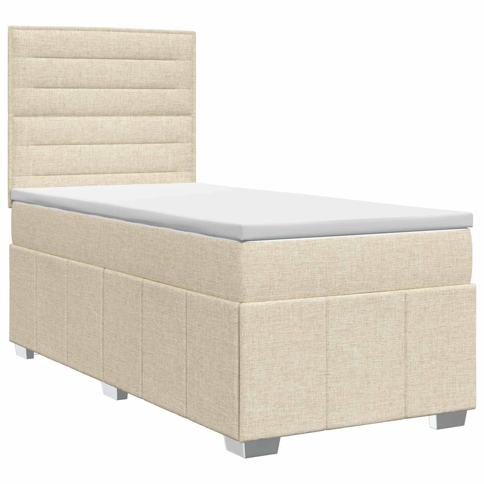 vidaXL Boxspringbett mit Matratze mit Kopfteil Creme 90 x 200 cm Stoff