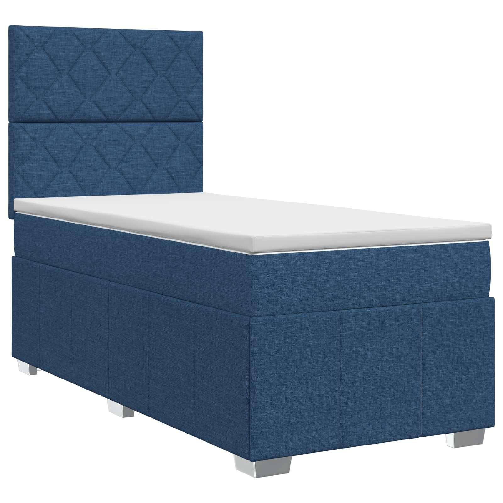 vidaXL Boxspringbett mit Matratze mit Kopfteil Blau 100 x 200 cm Stoff