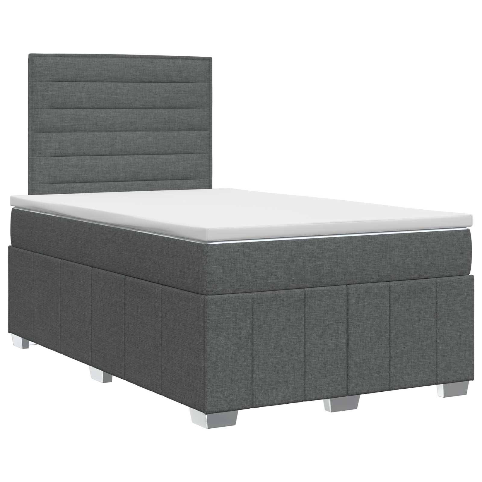 vidaXL Boxspringbett mit Matratze Dunkelgrau 120 x 200 cm Stoff