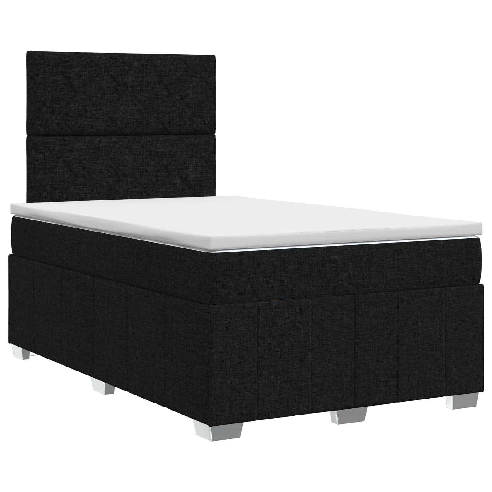 vidaXL Boxspringbett mit Matratze Schwarz 120 x 200 cm Stoff