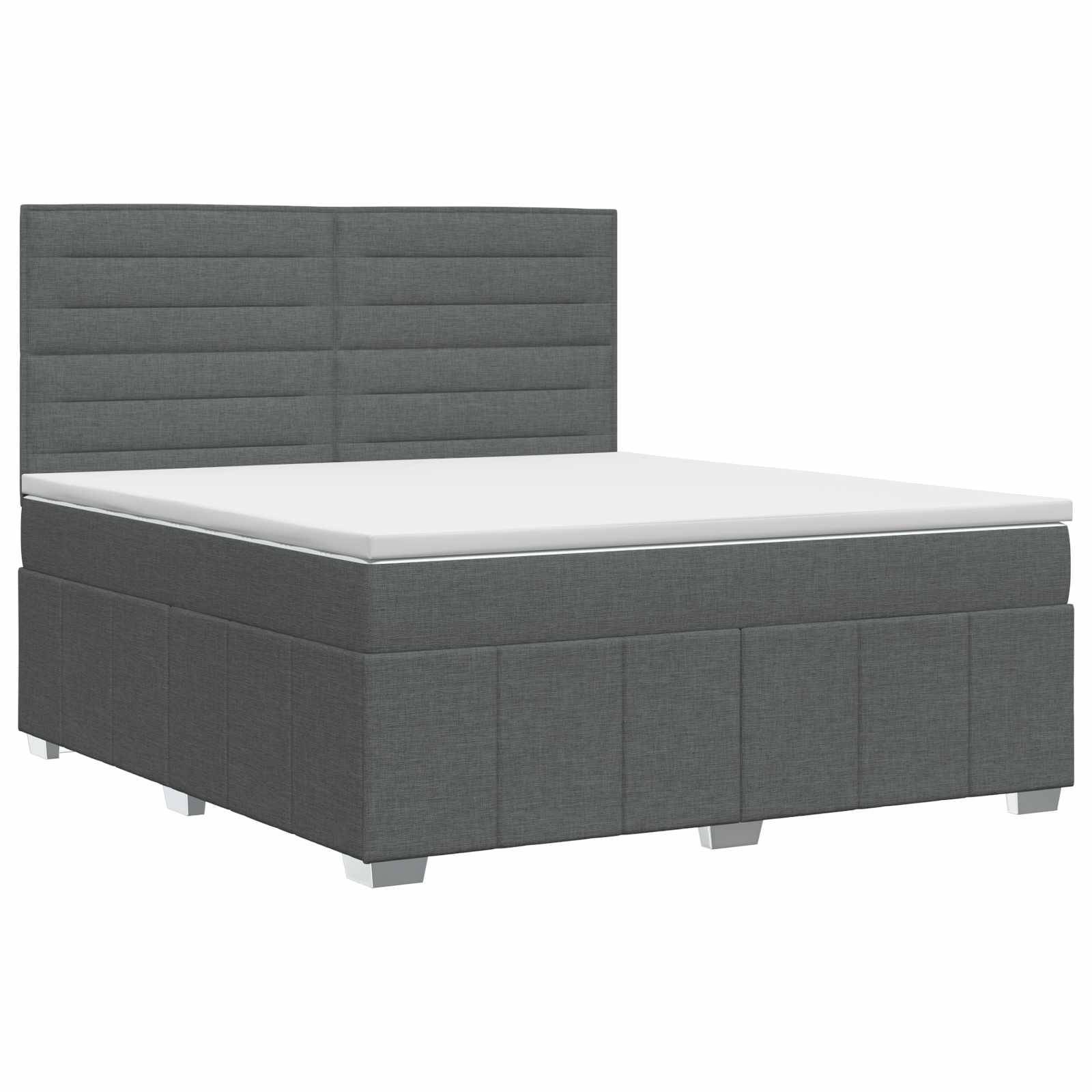 vidaXL Boxspringbett mit Matratze Dunkelgrau 160 x 200 cm Stoff