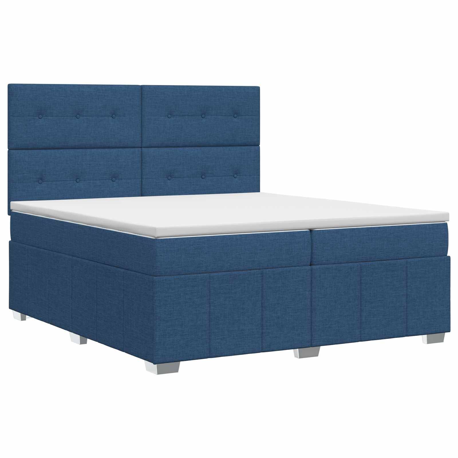 vidaXL Boxspringbett mit Matratze mit Kopfteil Blau 140 x 190 cm Stoff