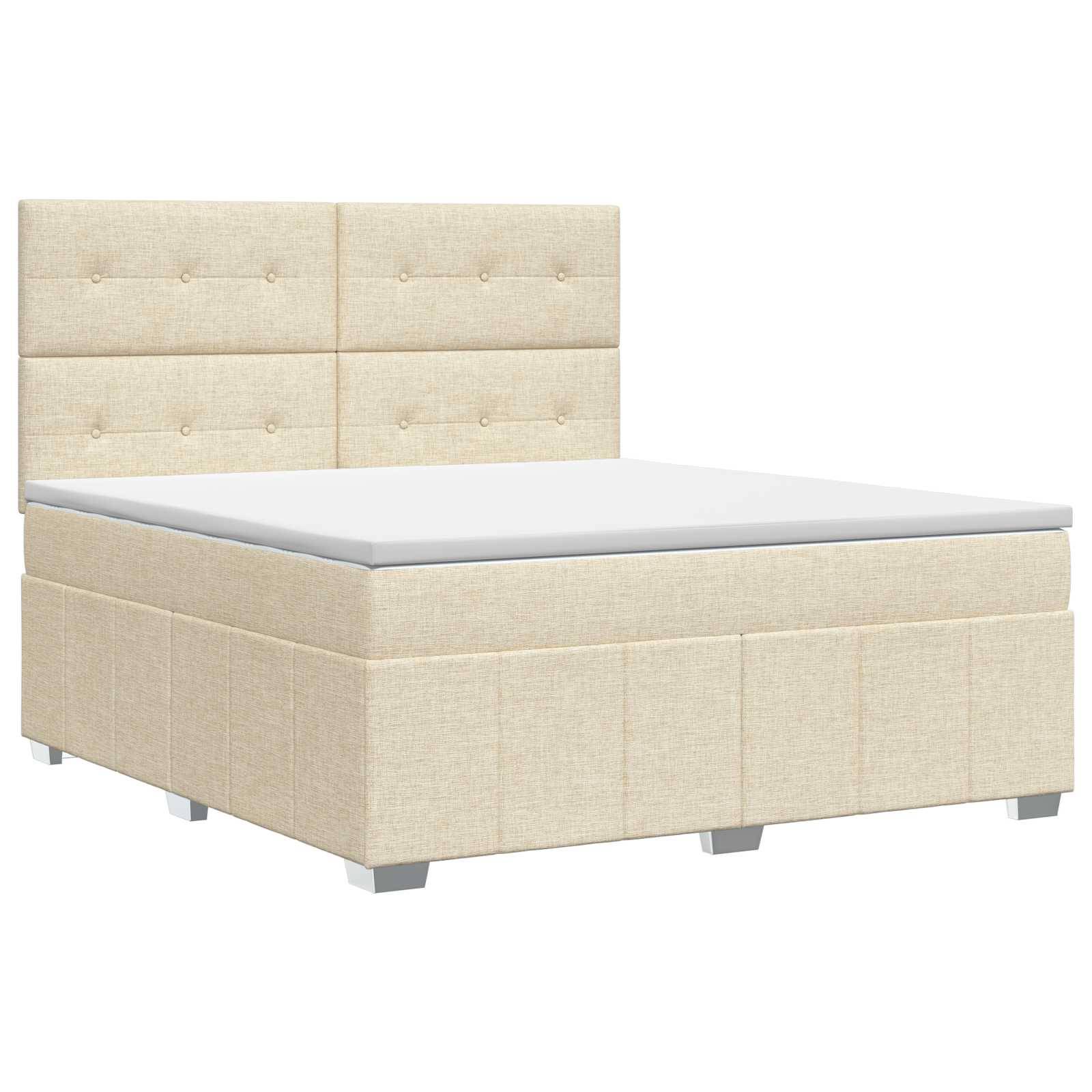 vidaXL Boxspringbett mit Matratze Creme 140 x 200 cm Stoff