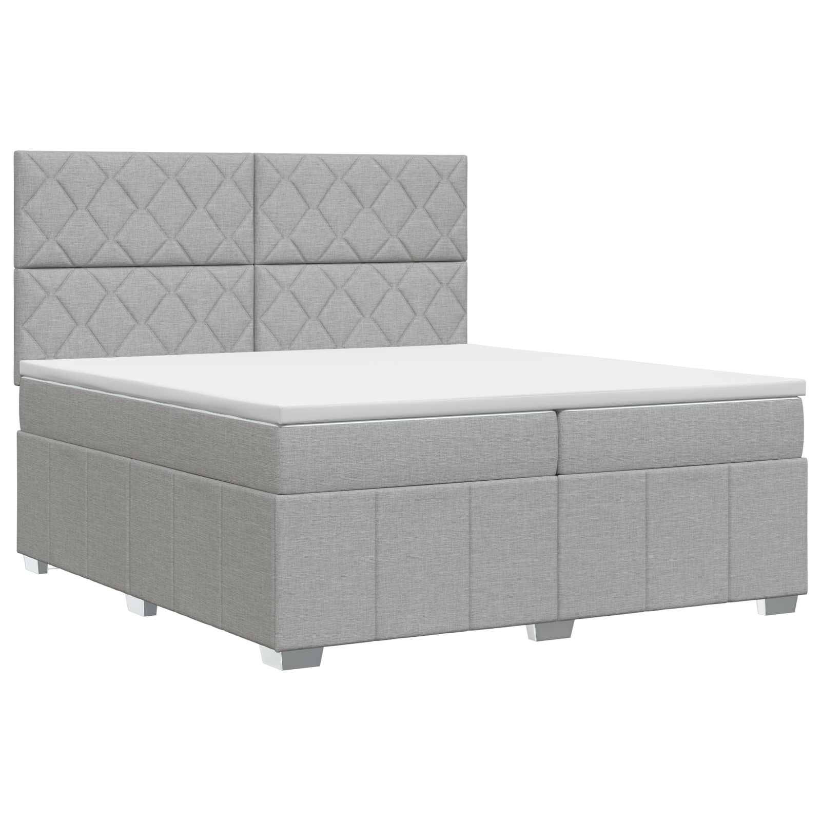 vidaXL Boxspringbett mit Matratze Hellgrau 200 x 200 cm Stoff