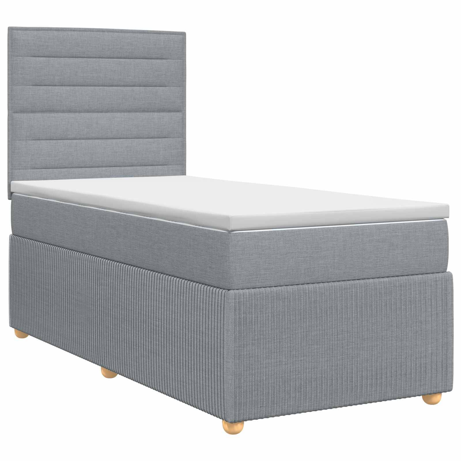 vidaXL Boxspringbett mit Matratze Hellgrau 80 x 200 cm Stoff