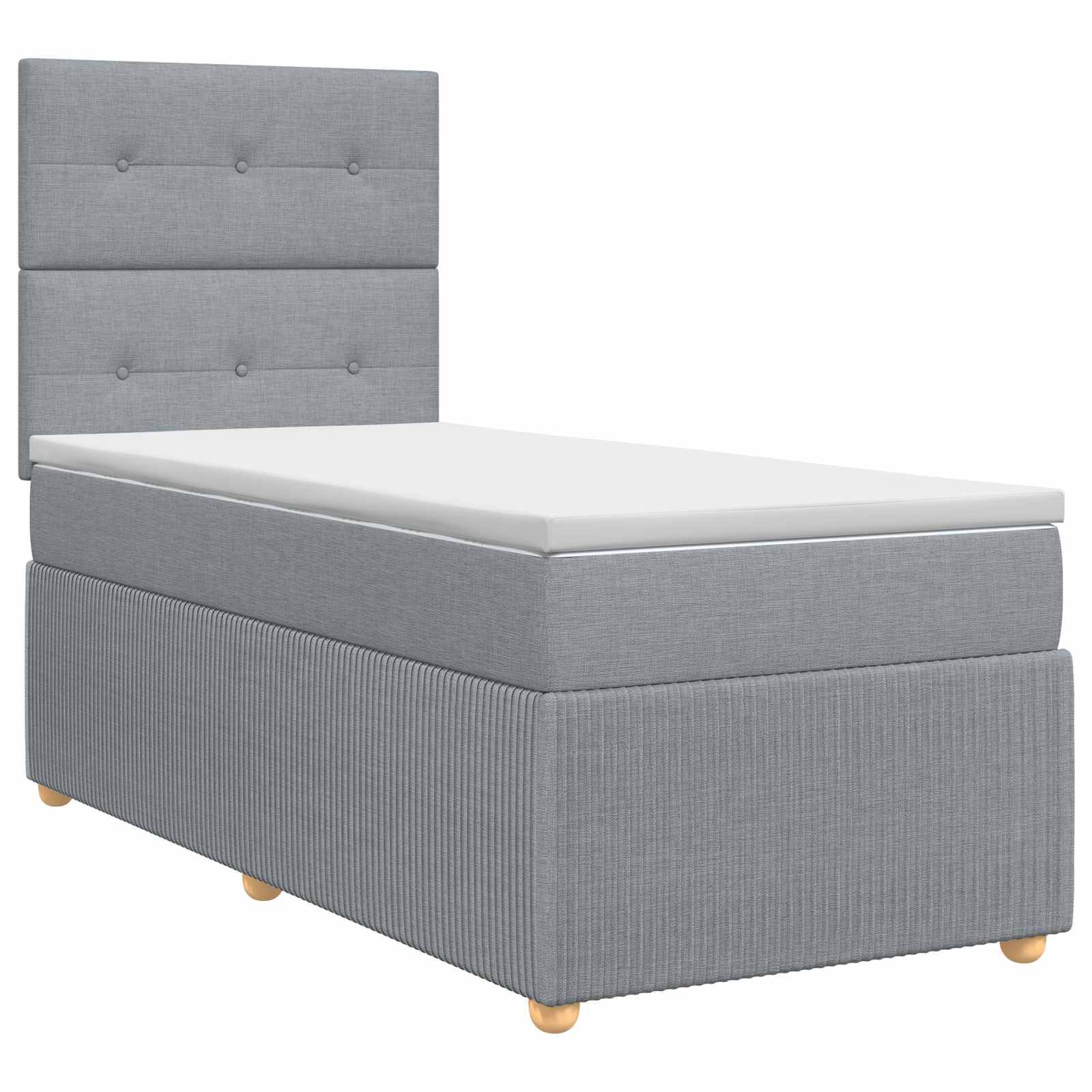 vidaXL Boxspringbett mit Matratze Hellgrau 90 x 190 cm Stoff