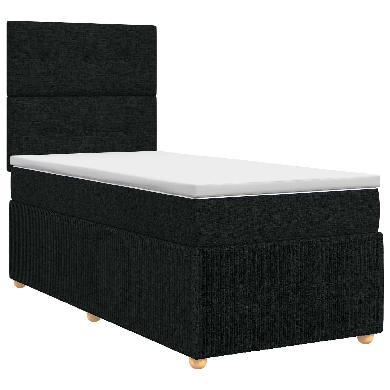 vidaXL Boxspringbett mit Matratze Schwarz 80 x 200 cm Stoff