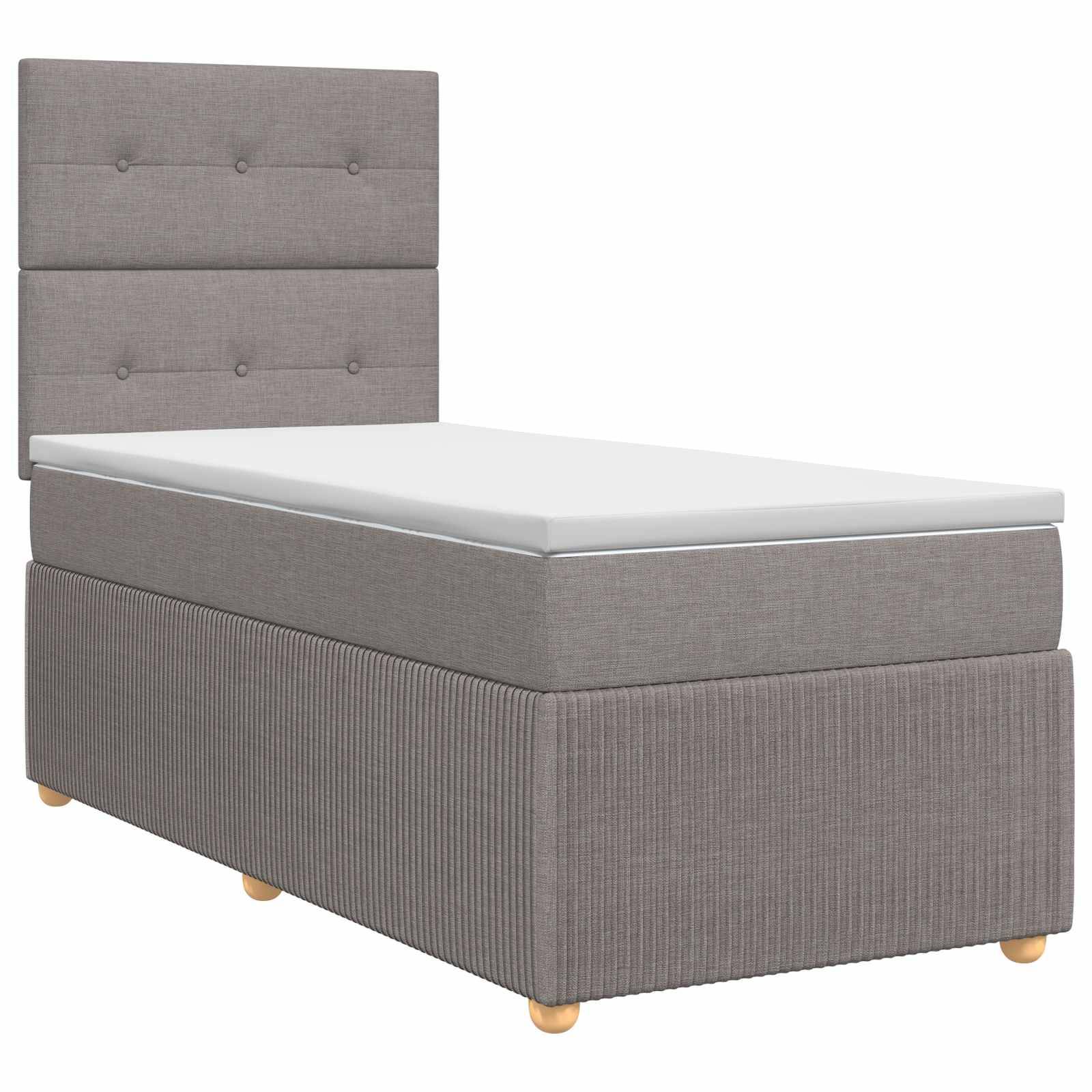 vidaXL Boxspringbett mit Matratze mit Kopfteil Taupe 90 x 190 cm Stoff
