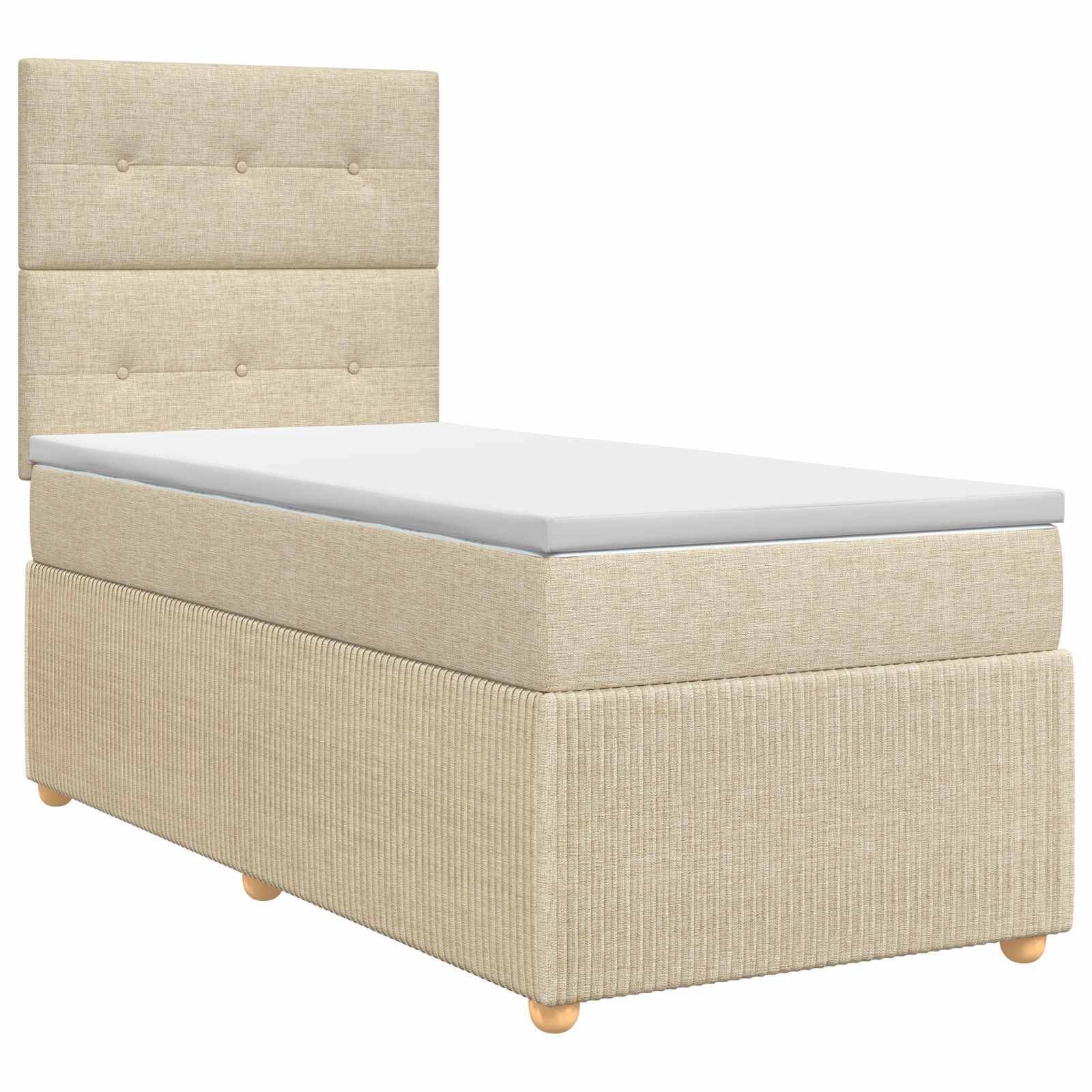 vidaXL Boxspringbett mit Matratze Creme 100 x 200 cm Stoff