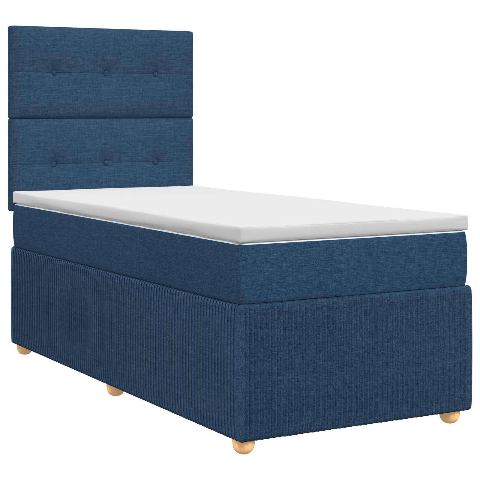 vidaXL Boxspringbett mit Matratze mit Kopfteil Blau 100 x 200 cm Stoff