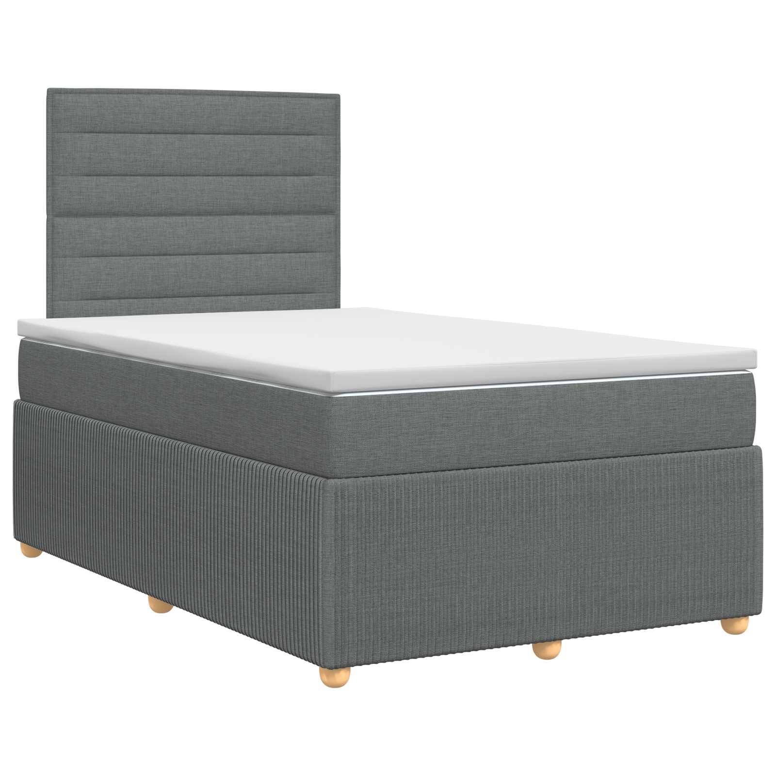 vidaXL Boxspringbett mit Matratze Dunkelgrau 120 x 200 cm Stoff
