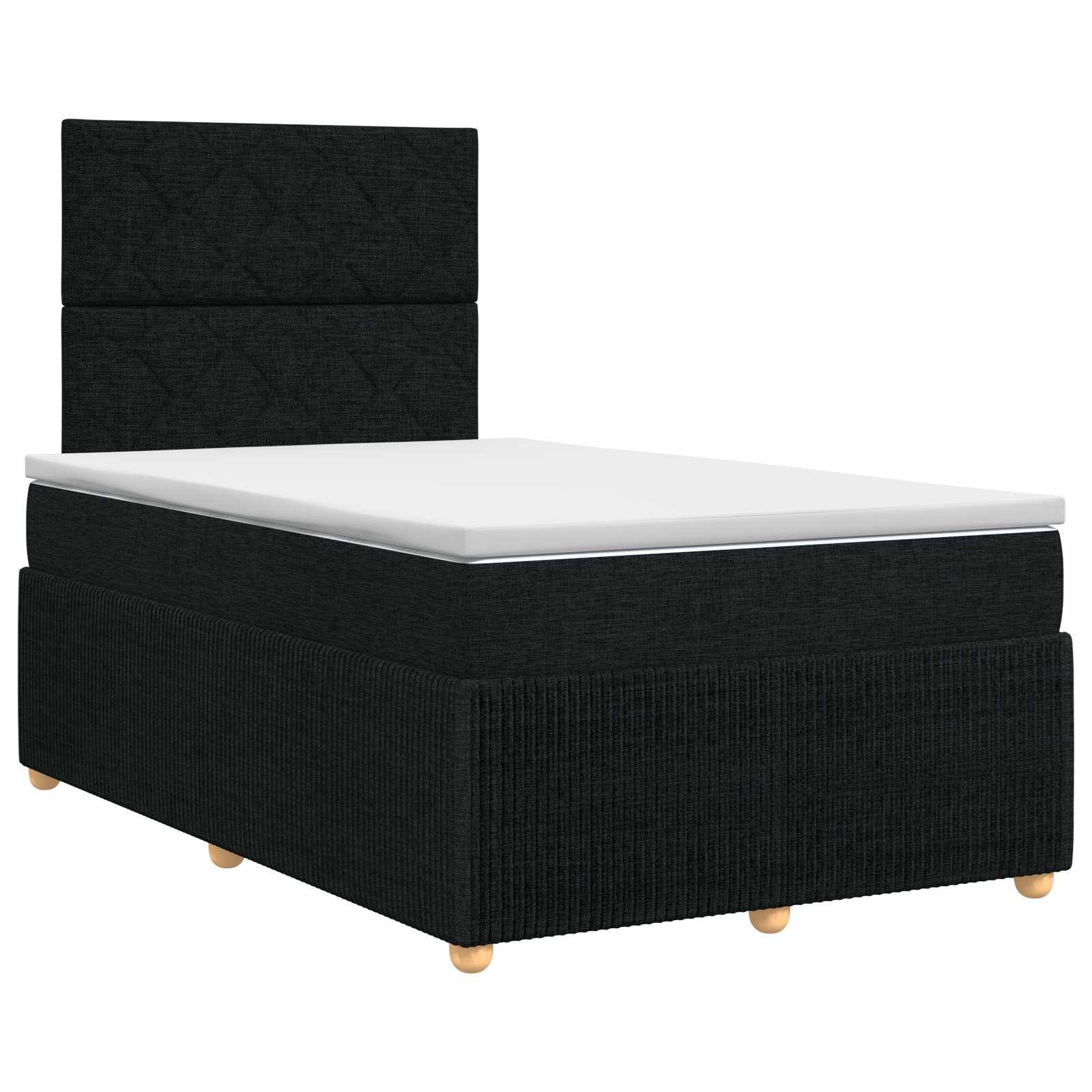 vidaXL Boxspringbett mit Matratze Schwarz 120 x 200 cm Stoff