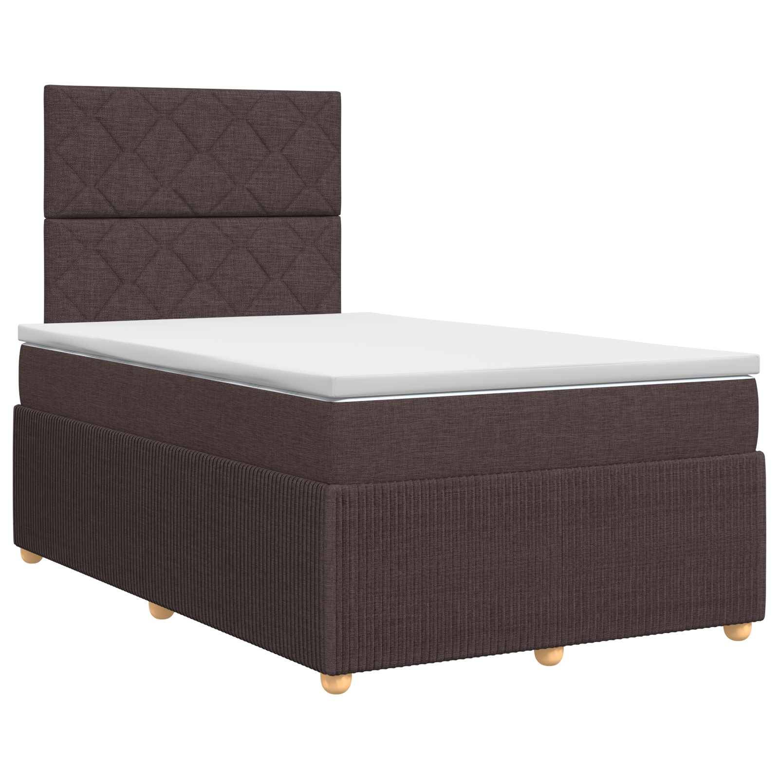 vidaXL Boxspringbett mit Matratze Dunkelbraun 120 x 200 cm Stoff