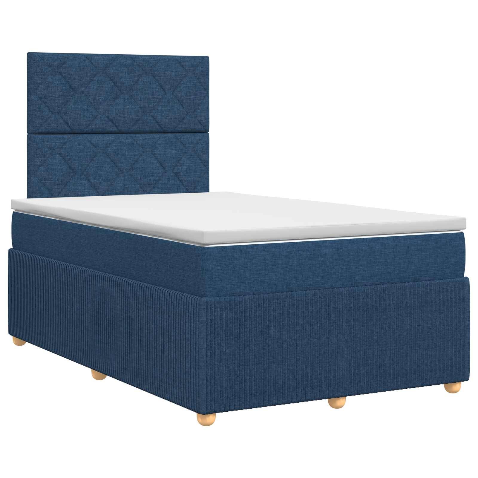 vidaXL Boxspringbett mit Matratze mit Kopfteil Blau 120 x 190 cm Stoff