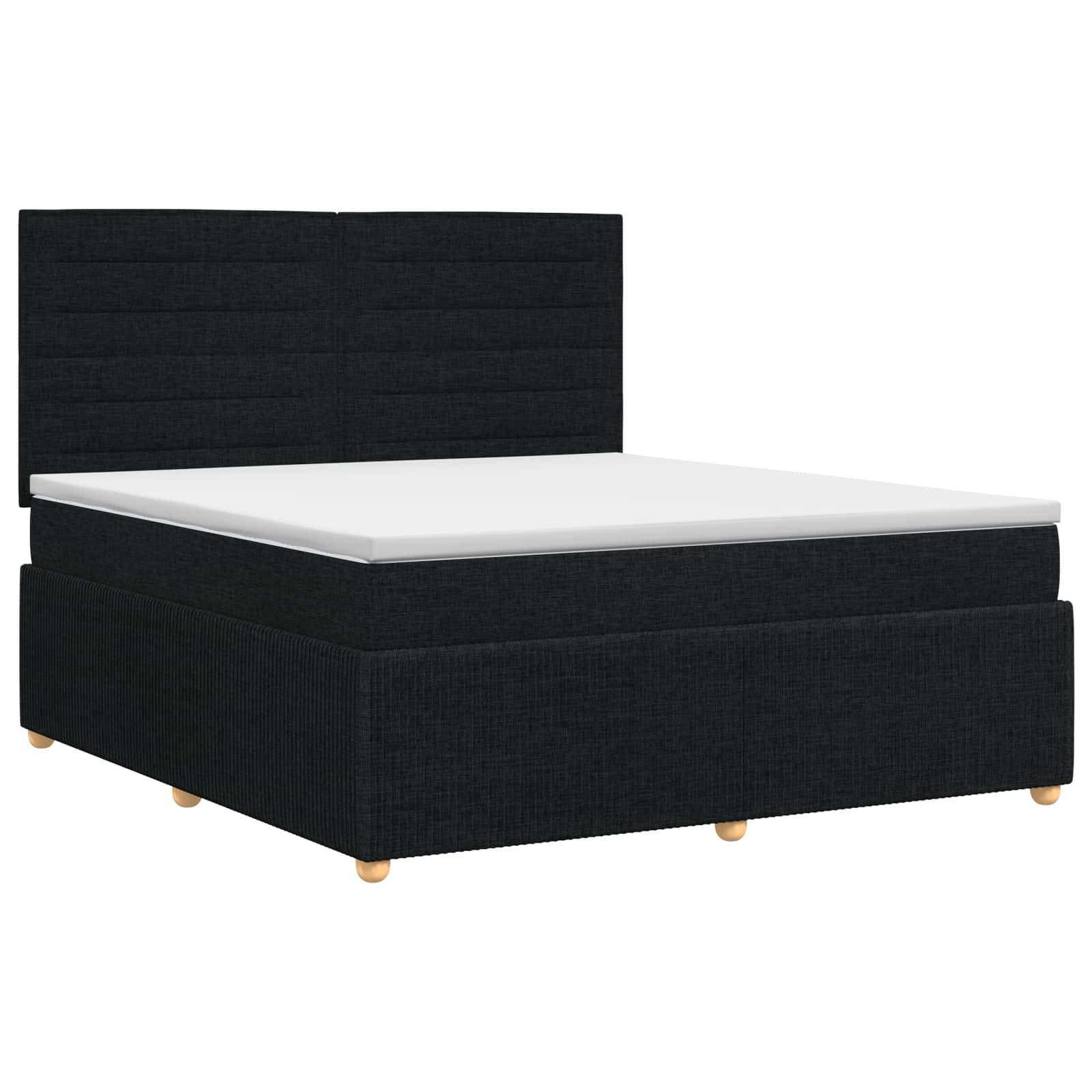 vidaXL Boxspringbett mit Matratze Schwarz 180 x 200 cm Stoff