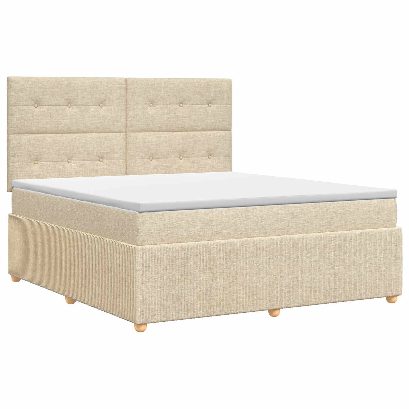 vidaXL Boxspringbett mit Matratze Creme 140 x 190 cm Stoff
