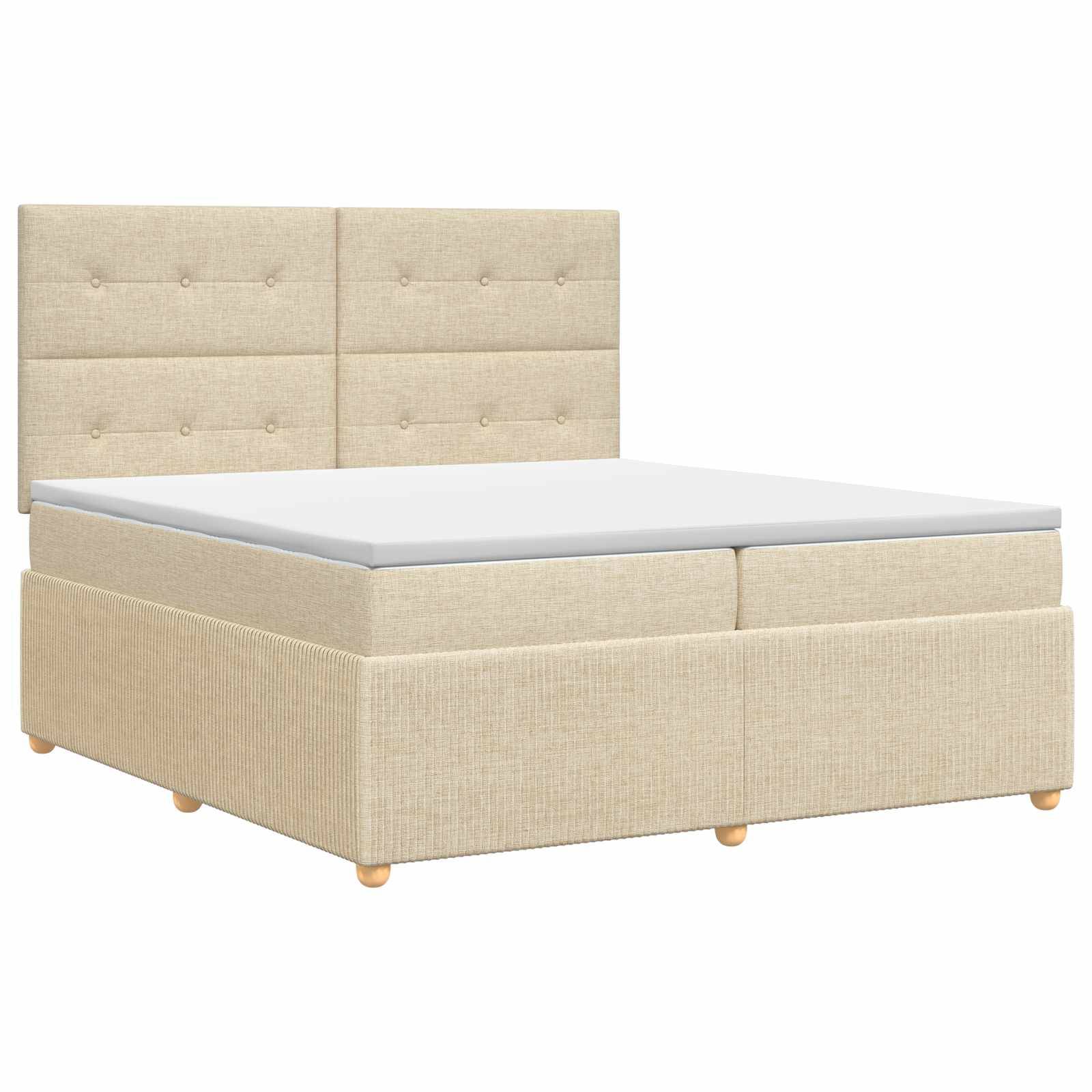 vidaXL Boxspringbett mit Matratze Creme 140 x 200 cm Stoff