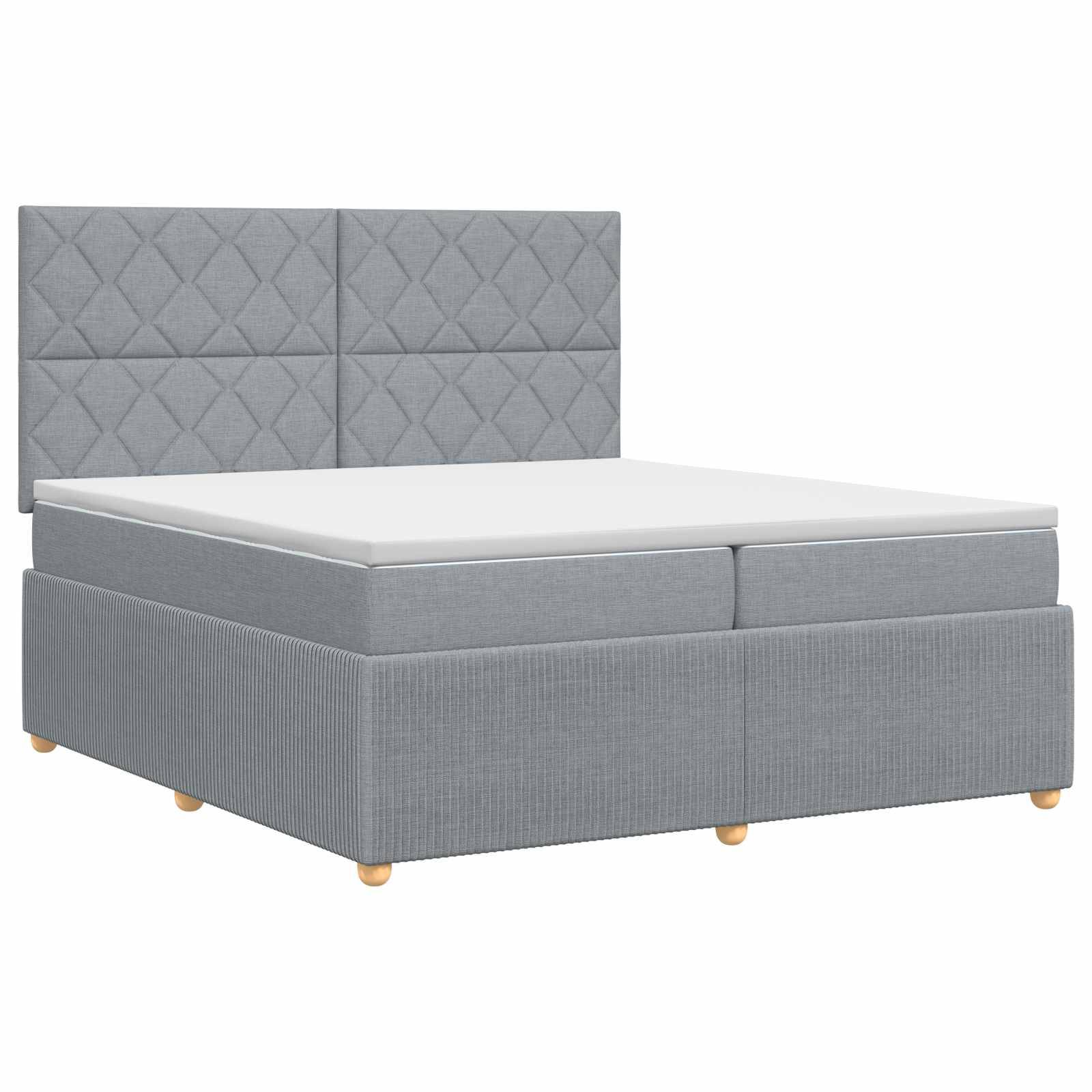 vidaXL Boxspringbett mit Matratze Hellgrau 200 x 200 cm Stoff