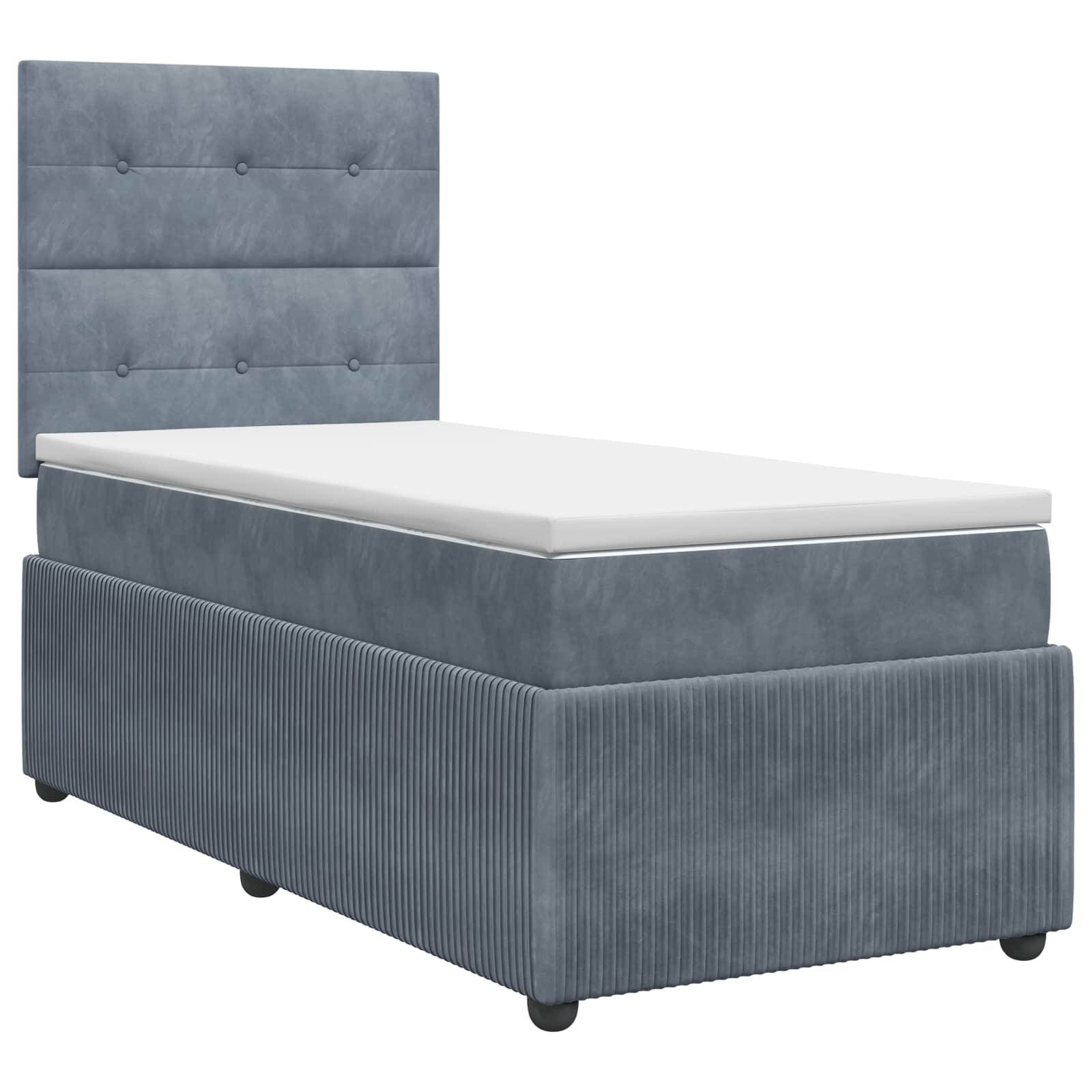 vidaXL Boxspringbett mit Matratze Dunkelgrau 80 x 200 cm Samt