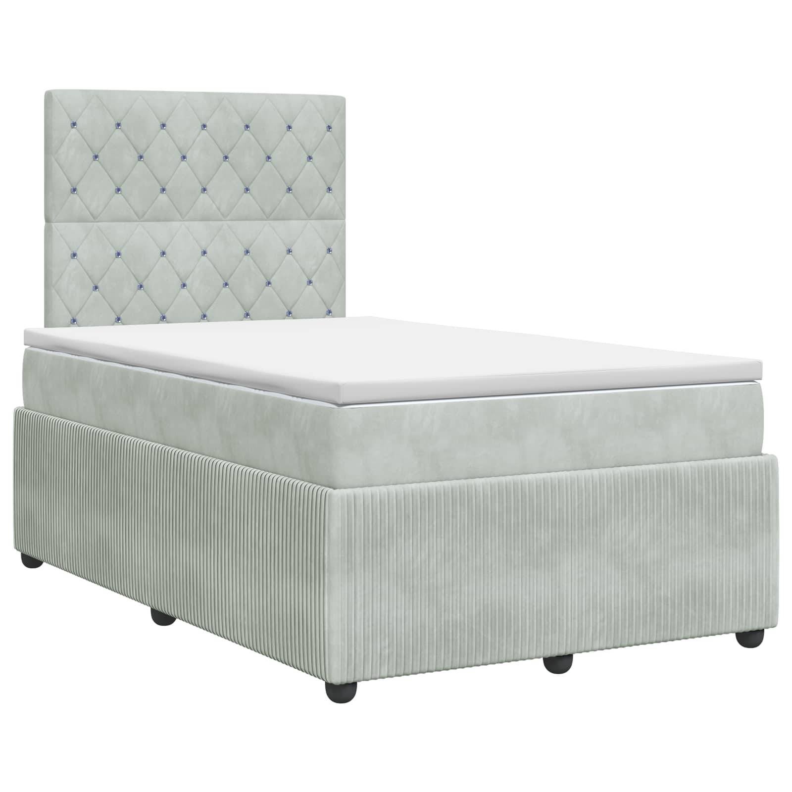 vidaXL Boxspringbett mit Matratze Hellgrau 120 x 190 cm Samt