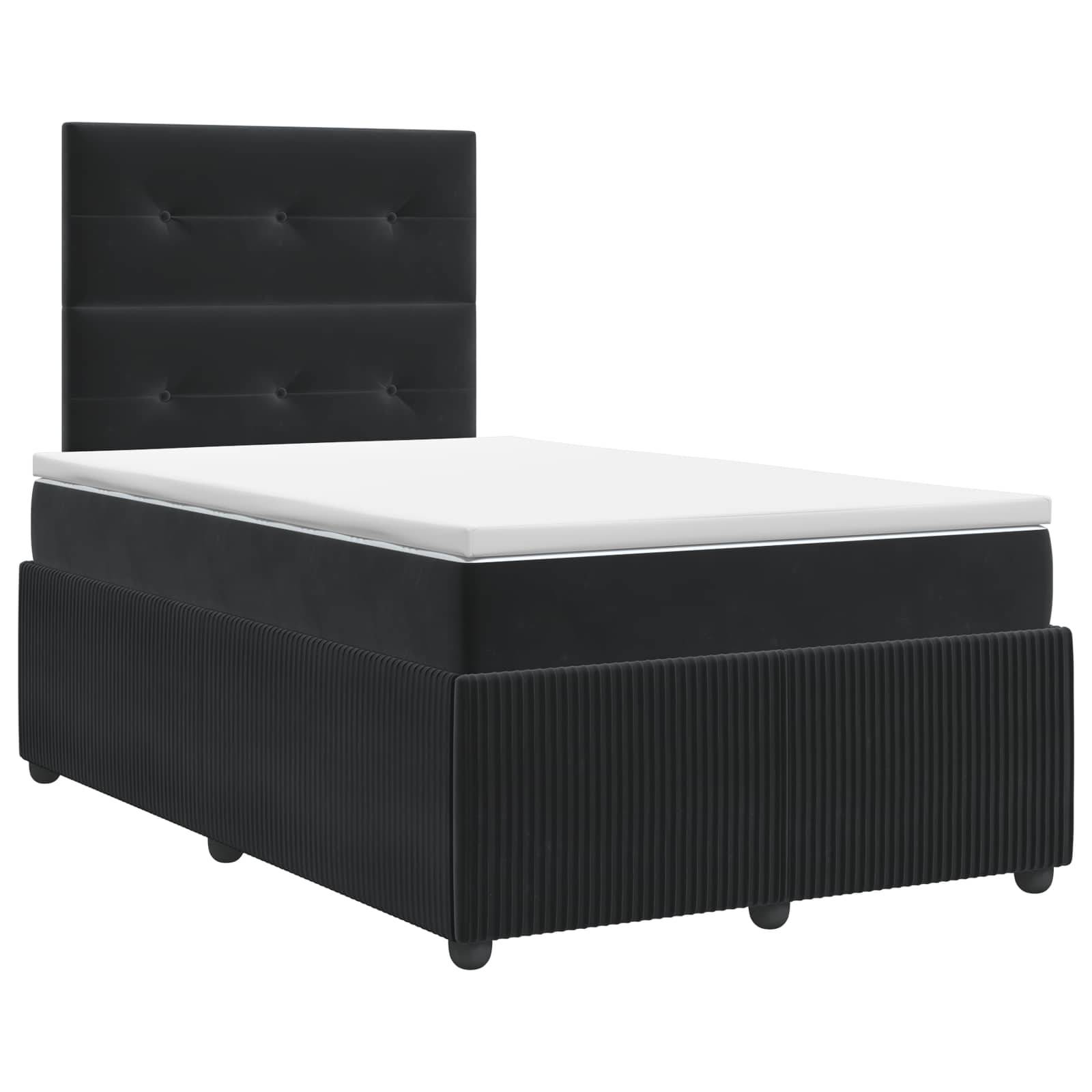 vidaXL Boxspringbett mit Matratze Schwarz 120 x 190 cm Samt