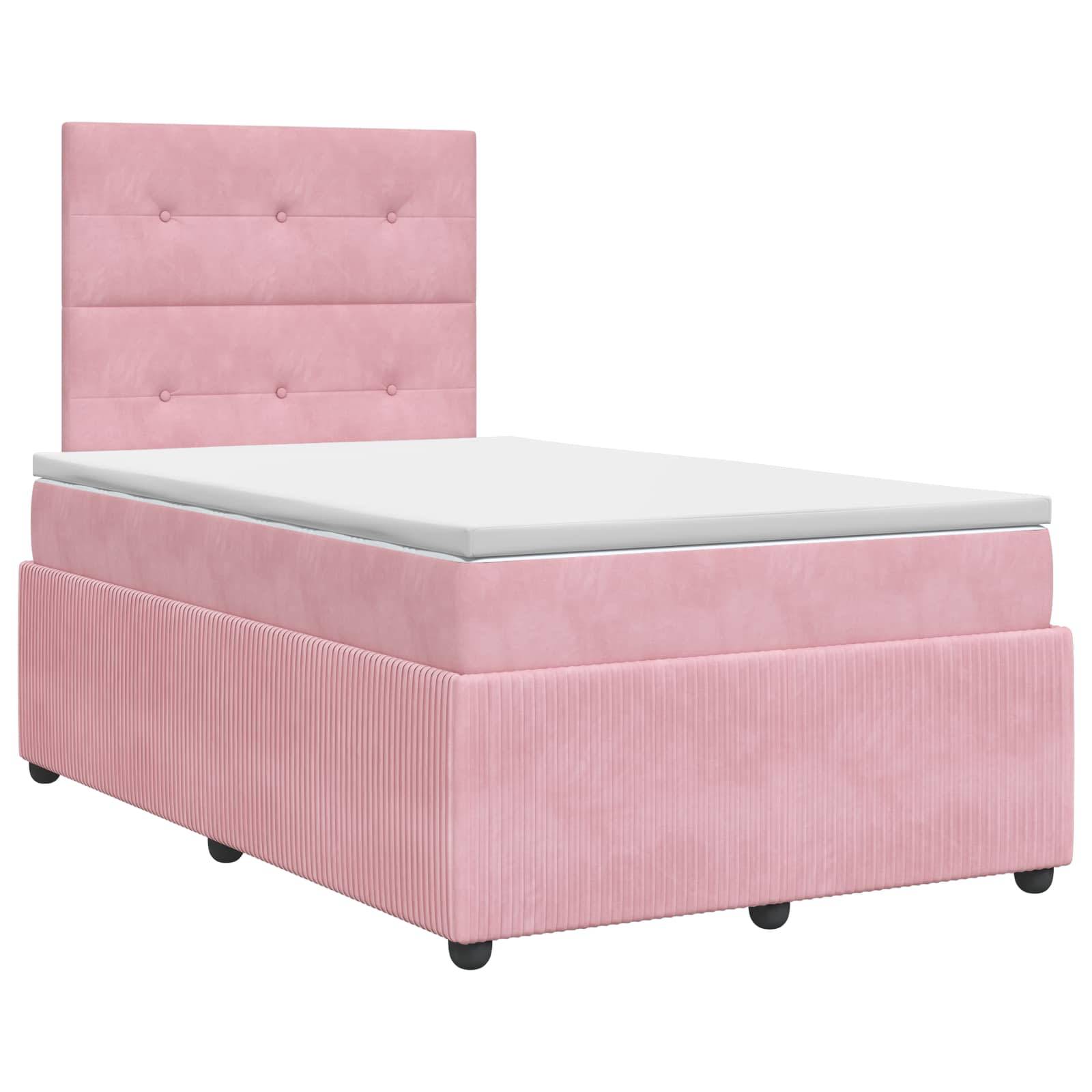 vidaXL Boxspringbett mit Matratze mit Kopfteil Rosa 120 x 190 cm Samt