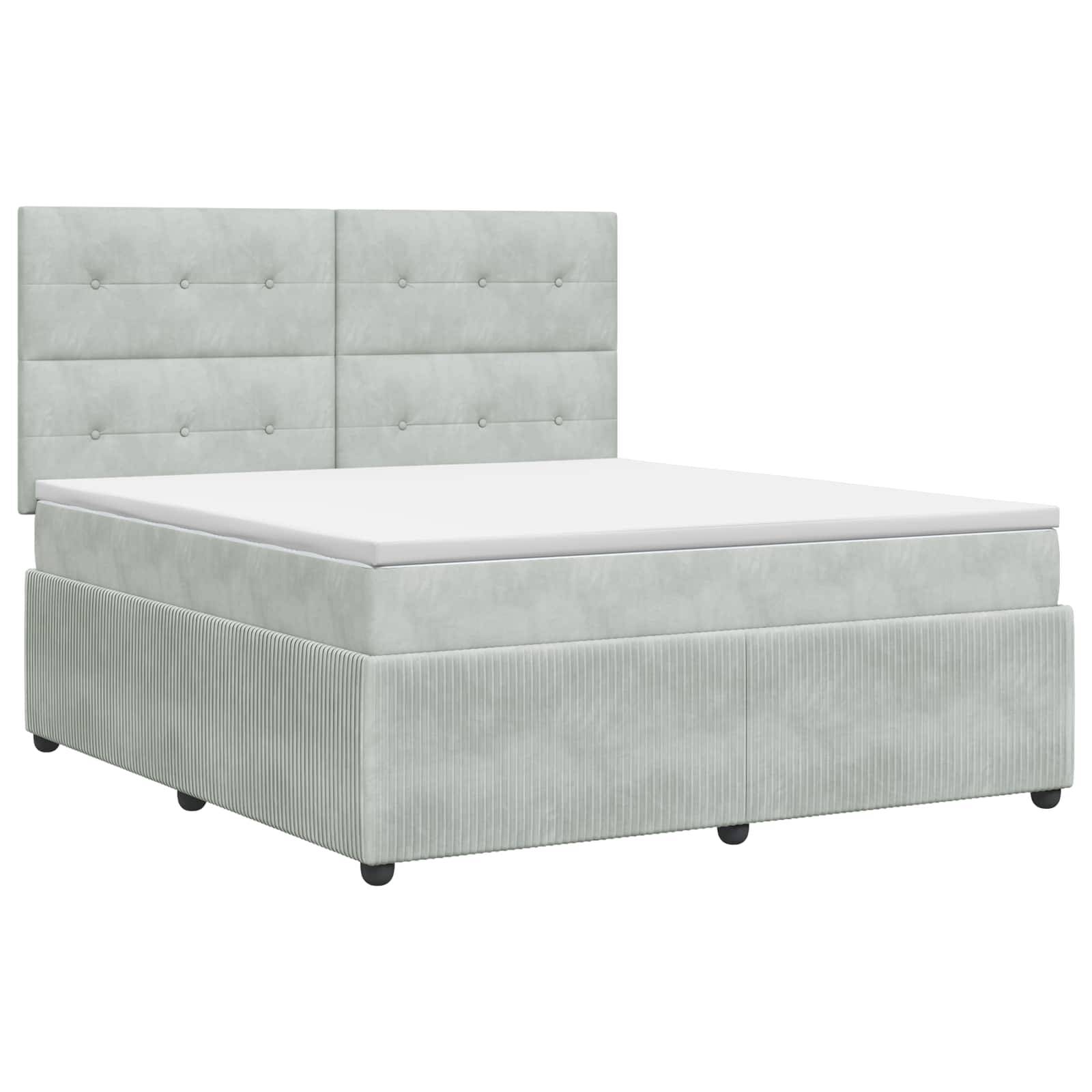 vidaXL Boxspringbett mit Matratze Hellgrau 140 x 200 cm Samt