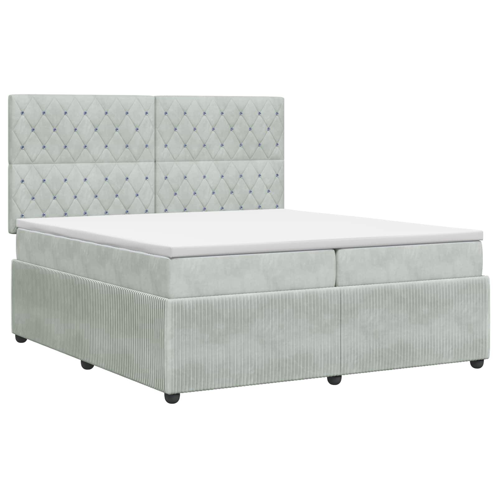 vidaXL Boxspringbett mit Matratze Hellgrau 200 x 200 cm Samt