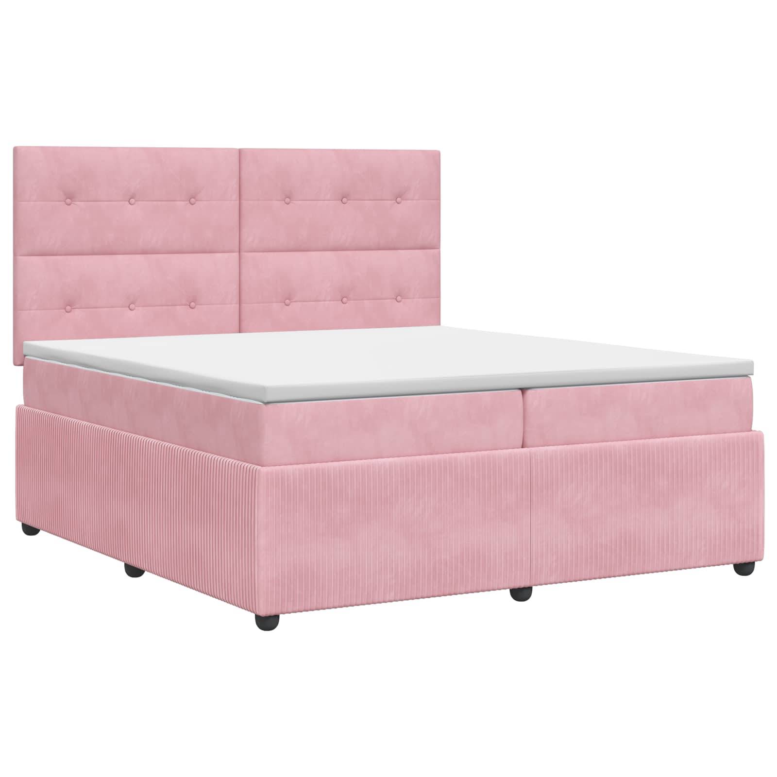 vidaXL Boxspringbett mit Matratze mit Kopfteil Rosa 200 x 200 cm Samt
