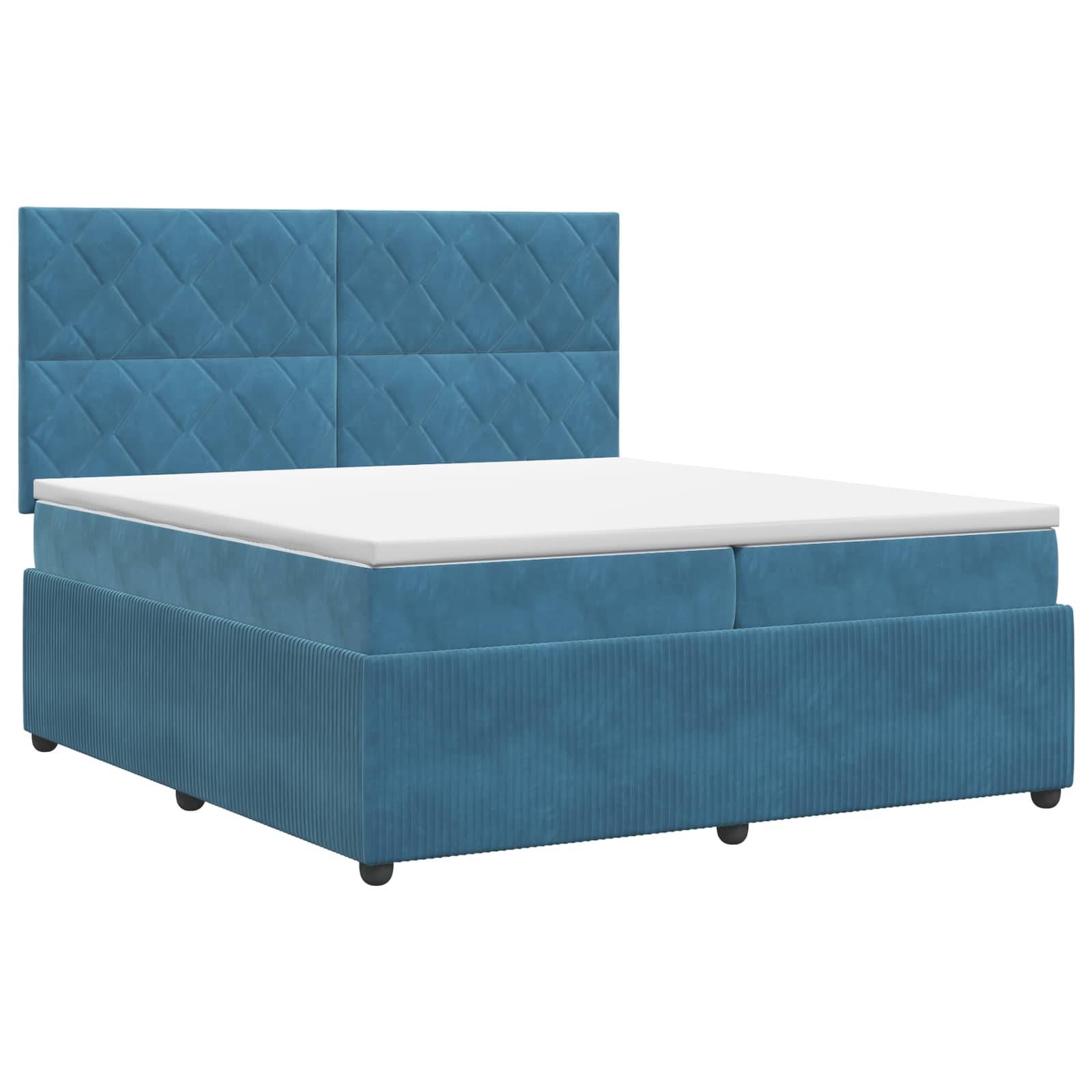 vidaXL Boxspringbett mit Matratze mit Kopfteil Blau 200 x 200 cm Samt