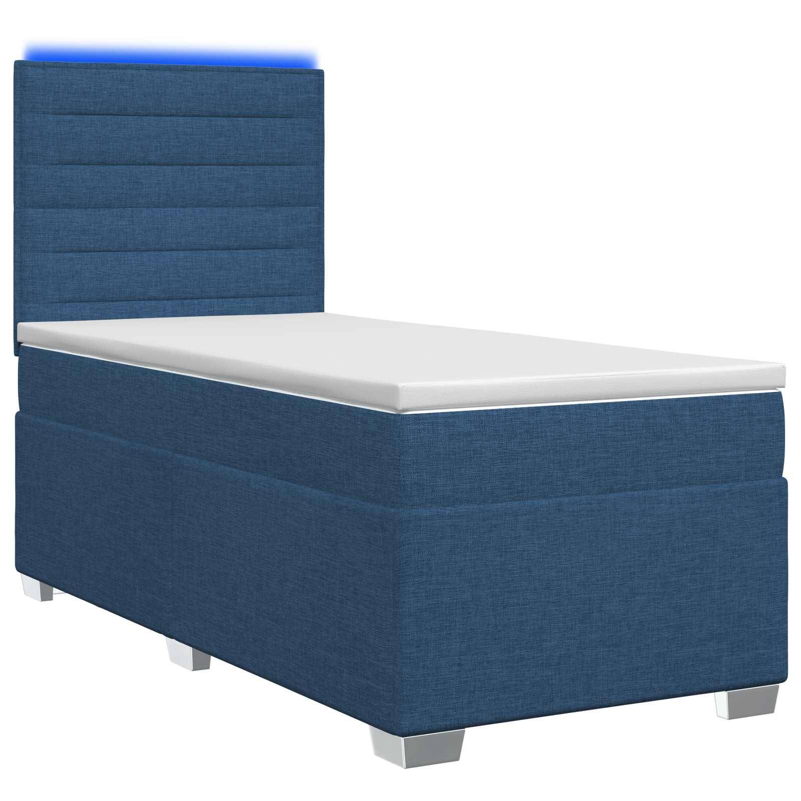 vidaXL Boxspringbett mit Matratze mit Kopfteil Blau 90 x 200 cm Stoff
