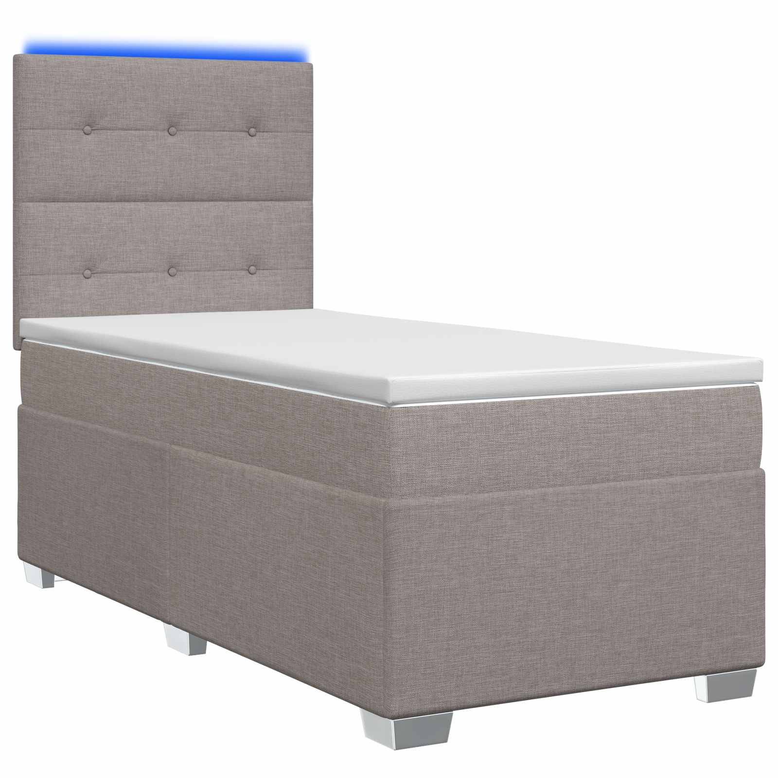 vidaXL Boxspringbett mit Matratze mit Kopfteil Taupe 90 x 190 cm Stoff