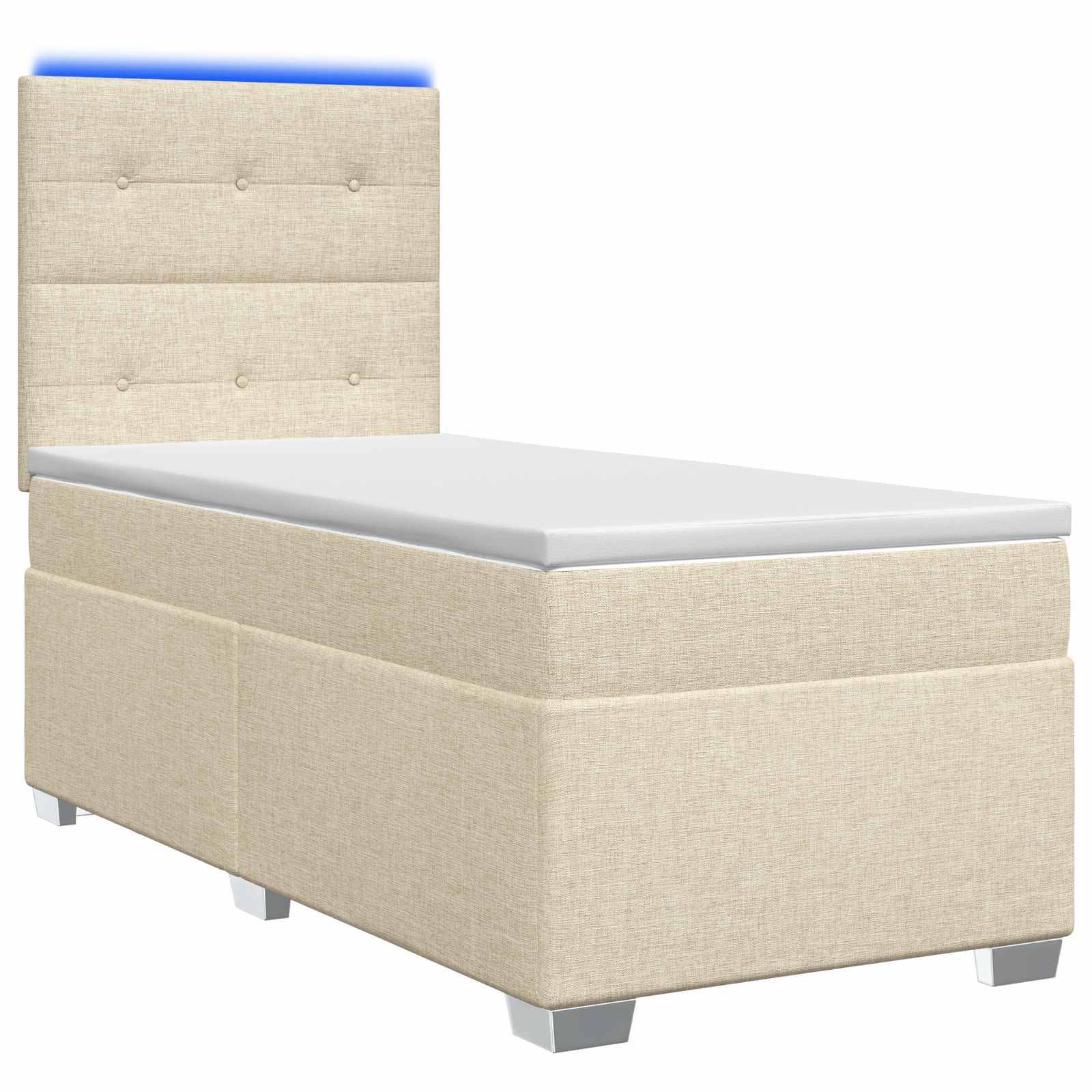 vidaXL Boxspringbett mit Matratze mit Kopfteil Creme 90 x 200 cm Stoff